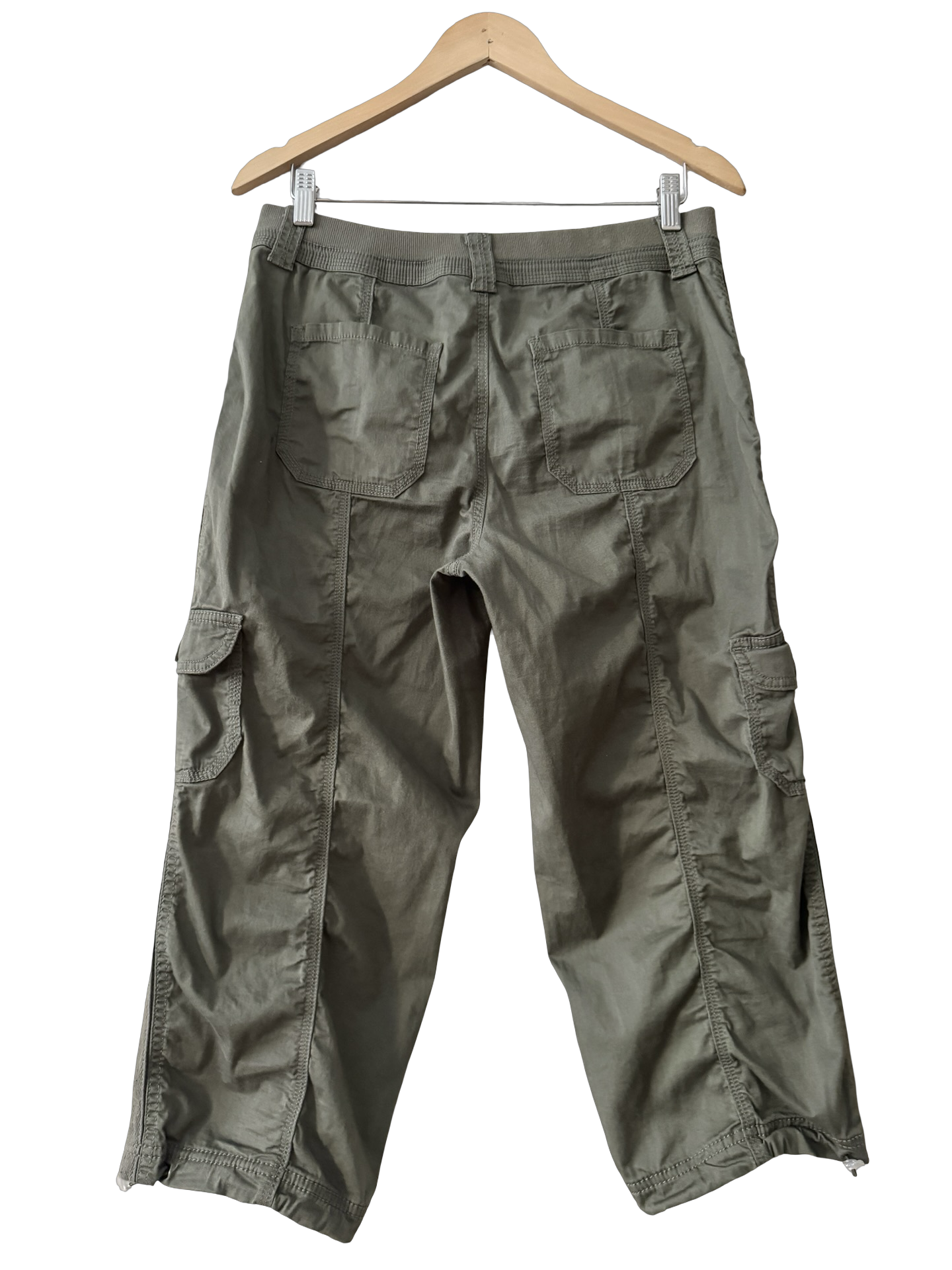 Vintage Y2K Moss Green Cargo Capri Trousers (M)
