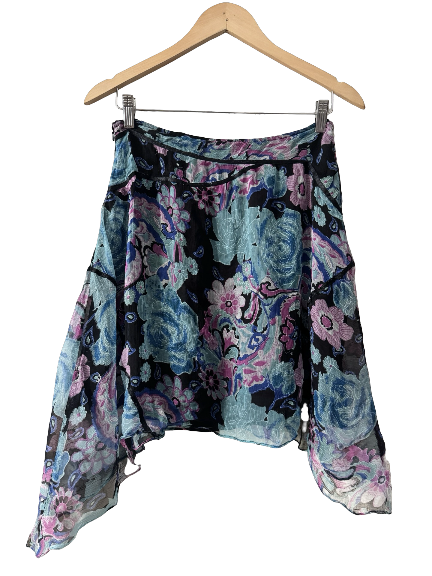 Vintage Y2K Watercolor Boho Handkerchief Skirt (S)
