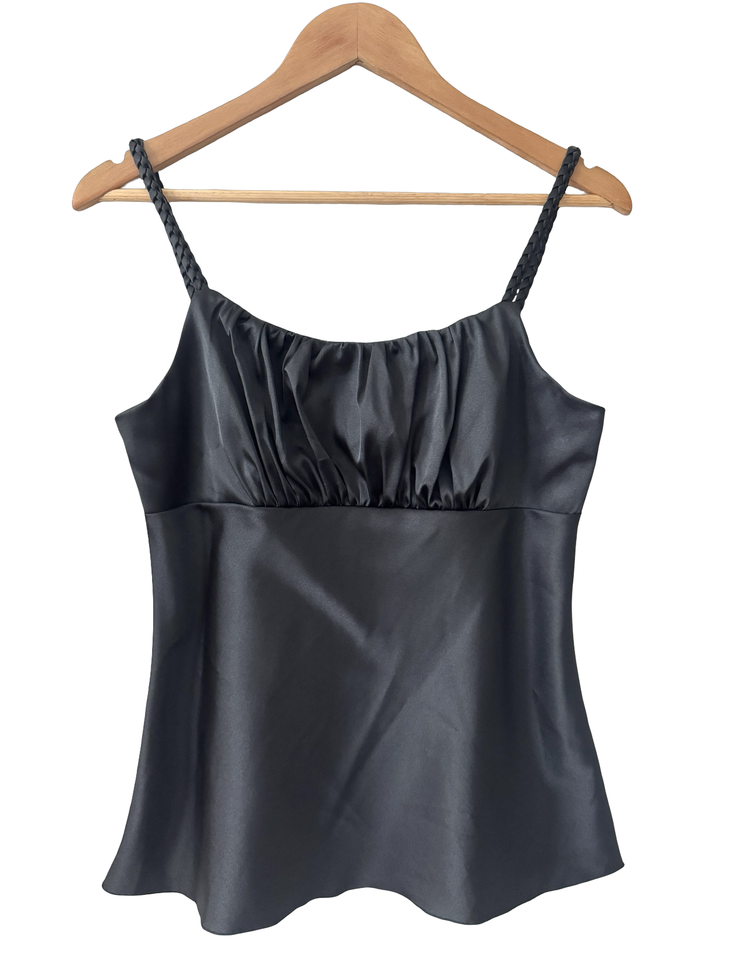Vintage Y2K Midnight Braided Satin Camisole (M)