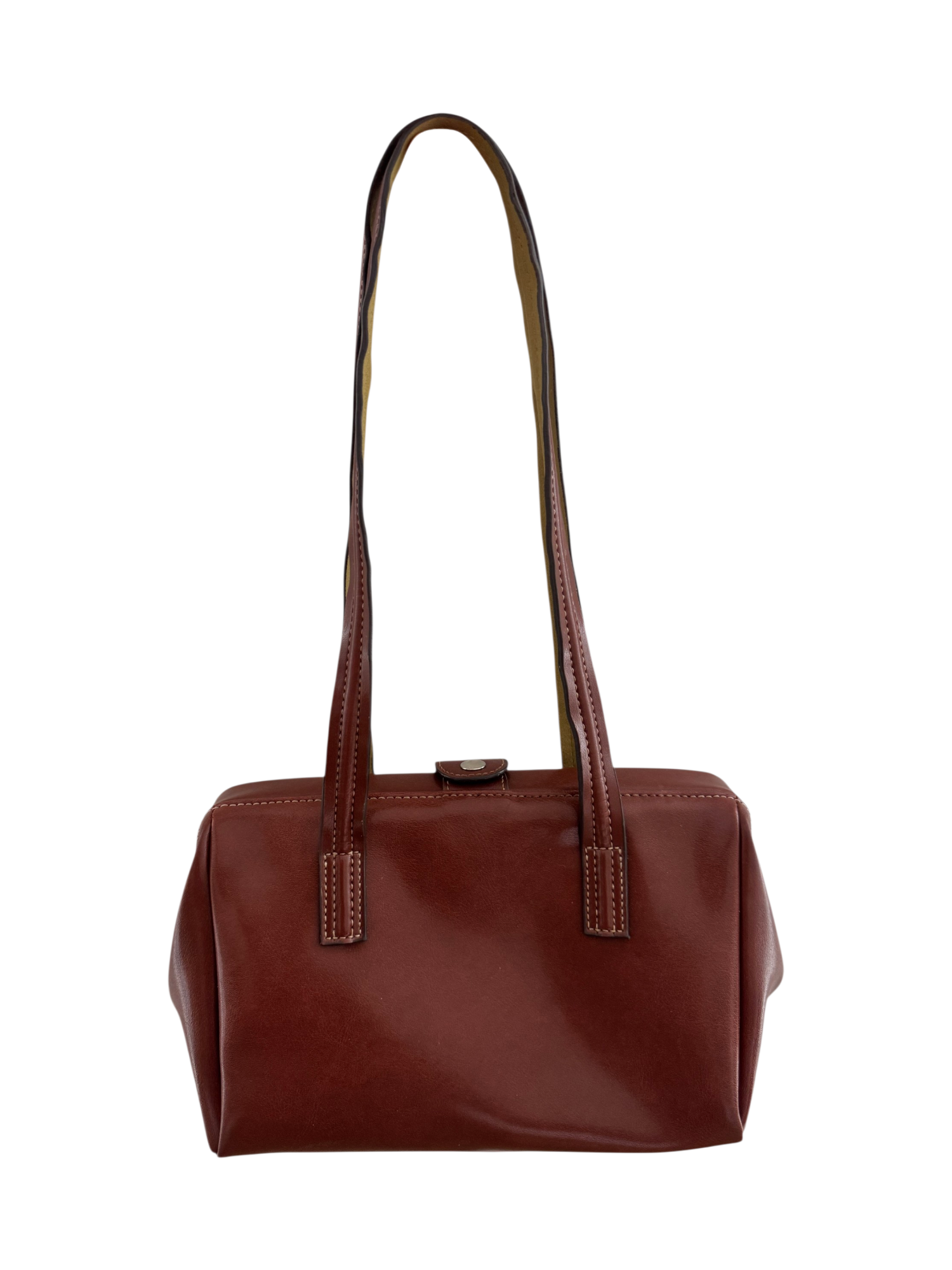 Vintage 90s Cognac Minimal Shoulder Bag