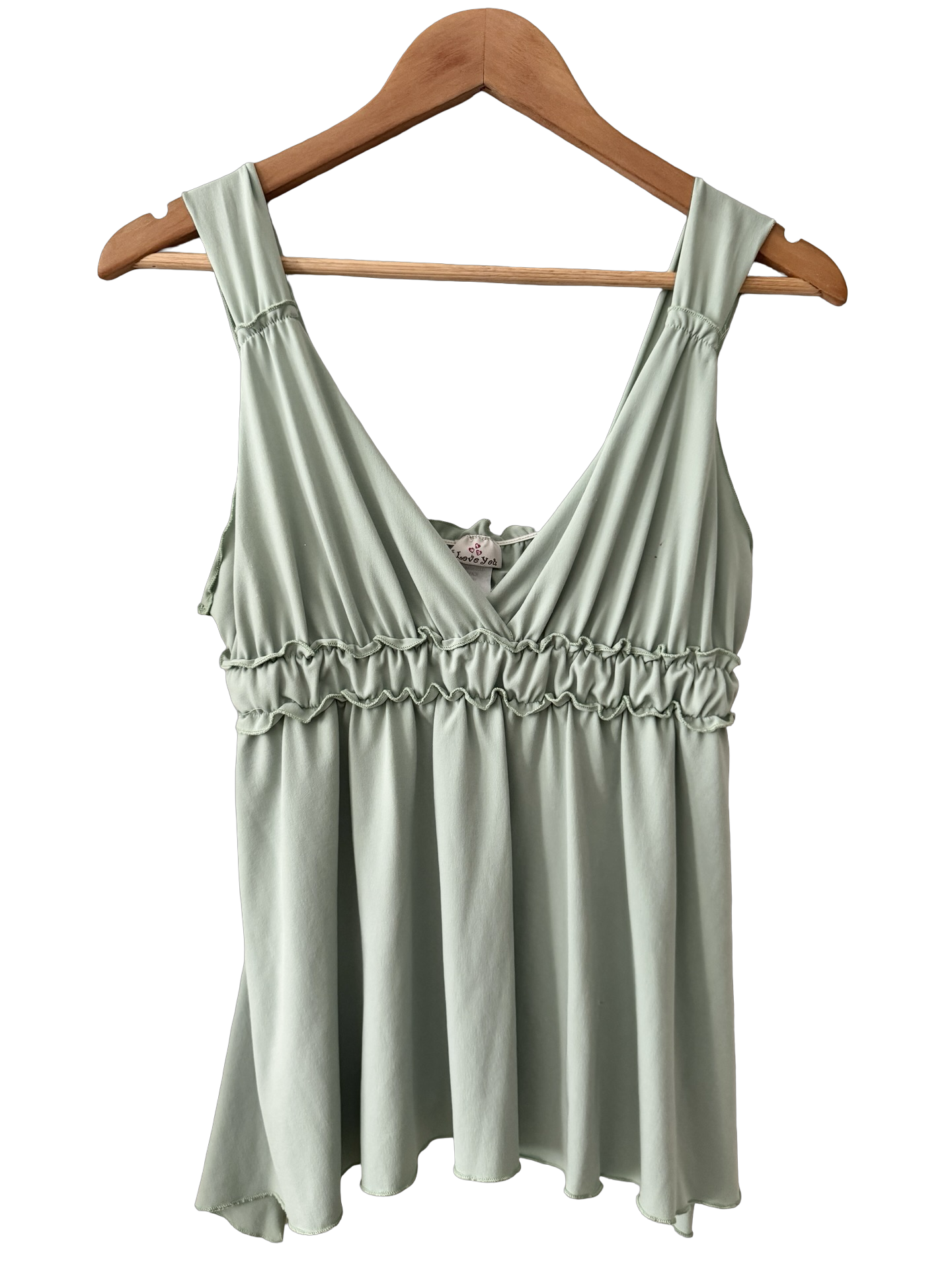 Vintage 90s Pistachio Ruffle Babydoll Top (M/L)