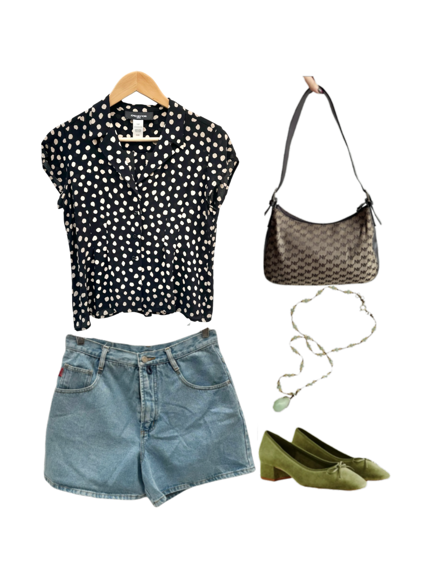 Vintage 90s Dotted Silk Short Sleeve (M)
