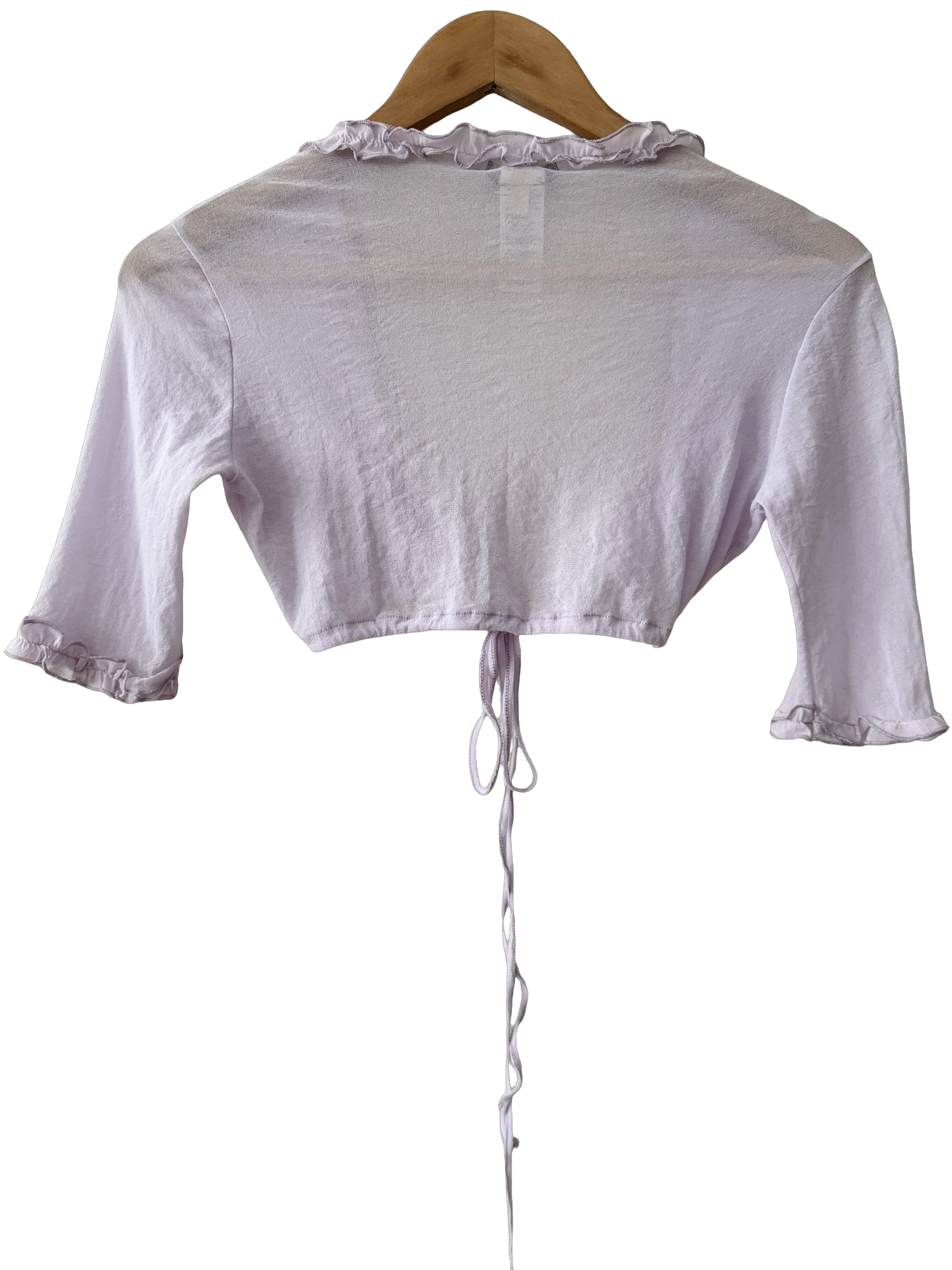 Vintage Y2K Mango Lavender Ruffle Tie Cardigan (XS)