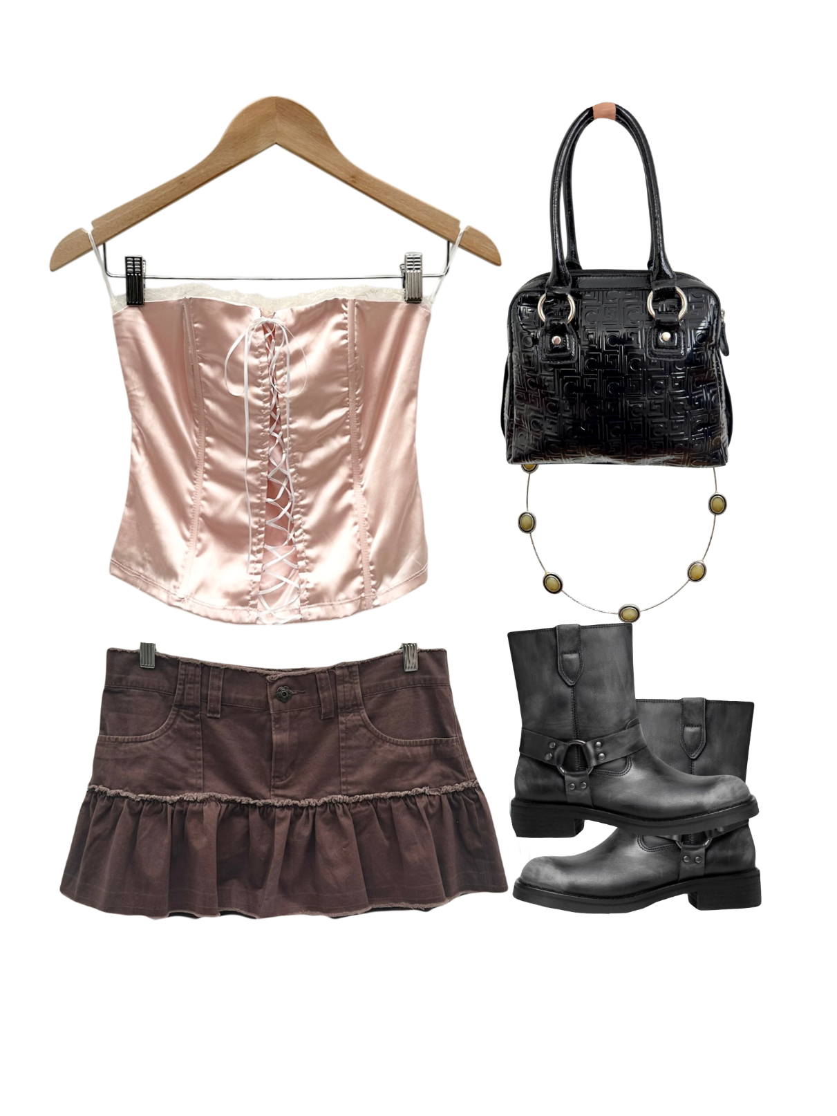 Vintage 90s Ruffled Chocolate Mini Skirt (M)