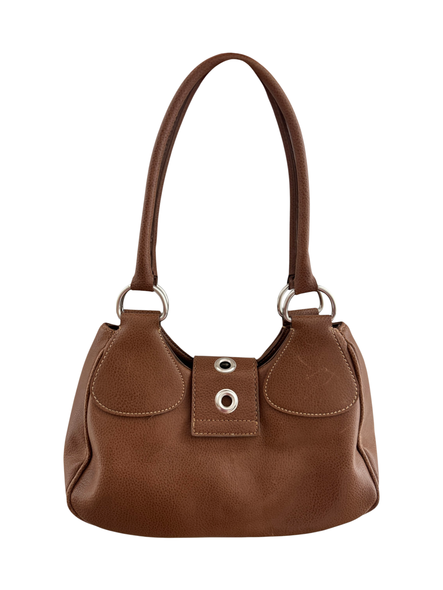 Vintage Y2K Chocolate Brown Buckled Shoulder Bag