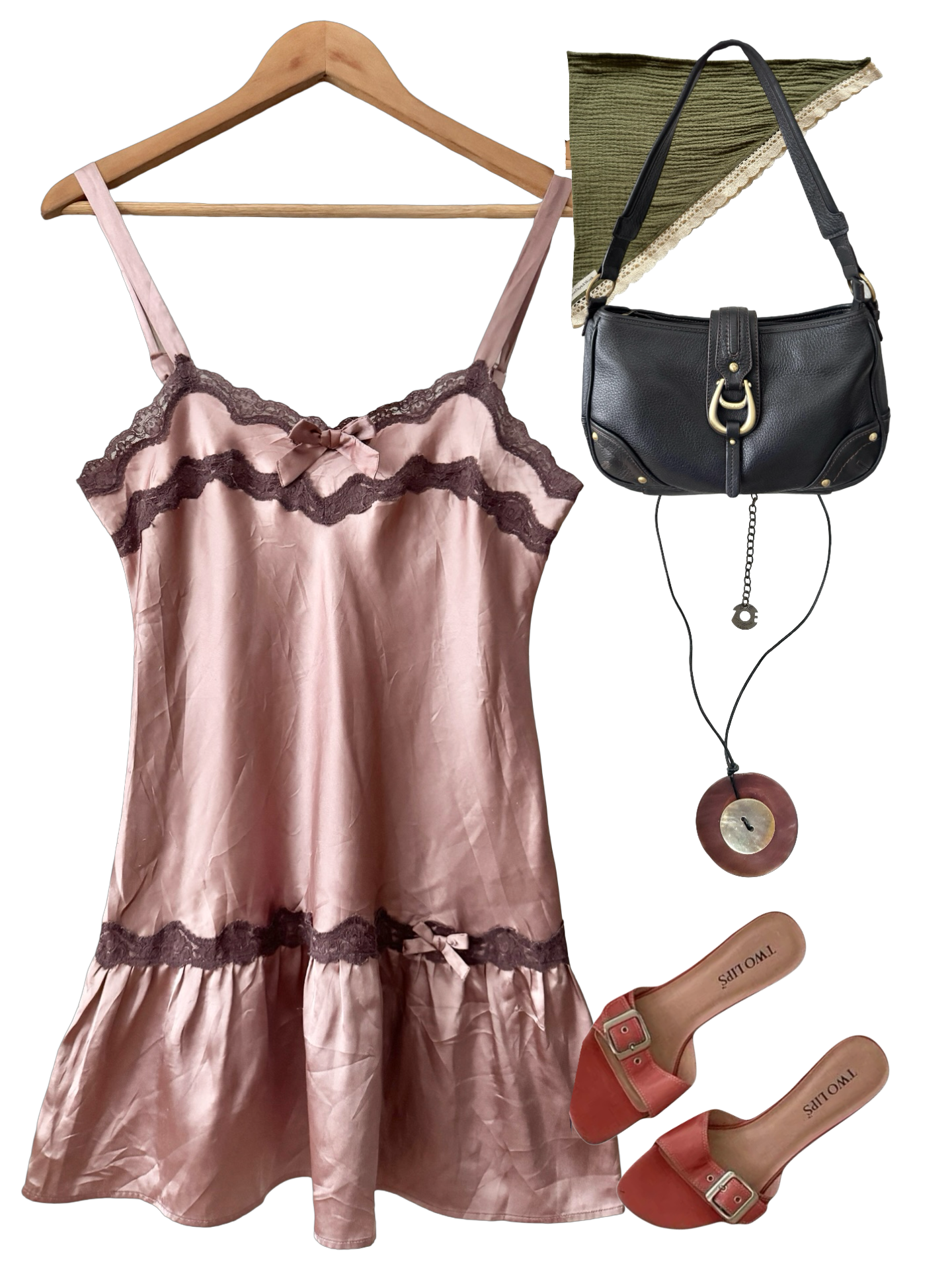 Vintage Y2K Rosewater Satin Mini Dress (S/M)