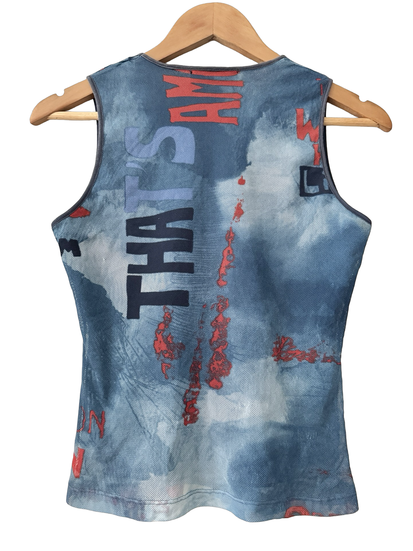 Vintage Y2K Moon Eyes Mesh Top (M)