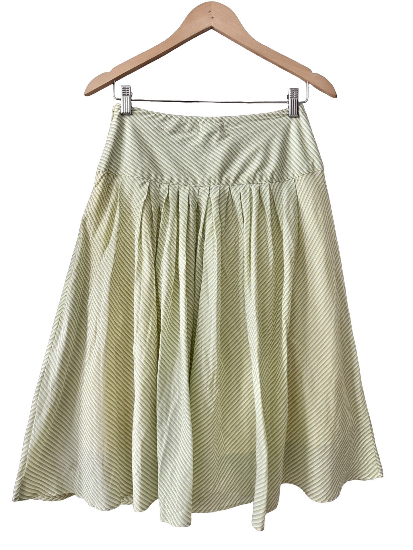 Vintage 90s Pistachio Drop Waist Midi Skirt (Small)