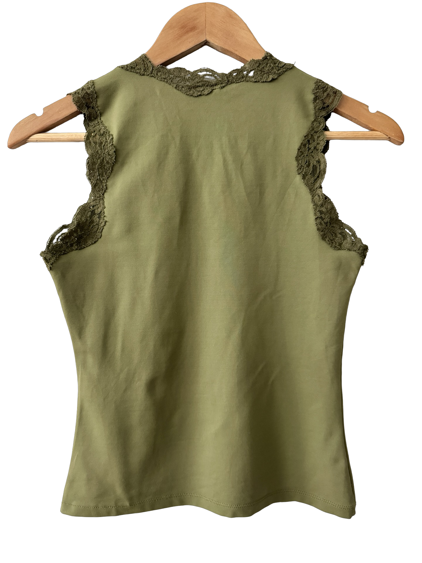 Vintage 90s Olive Lace Trim Tank Top (S)