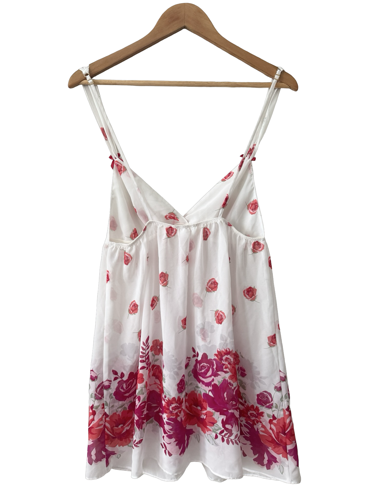 Vintage Y2K Rose Garden Sheer Babydoll Mini Slip (S/M)