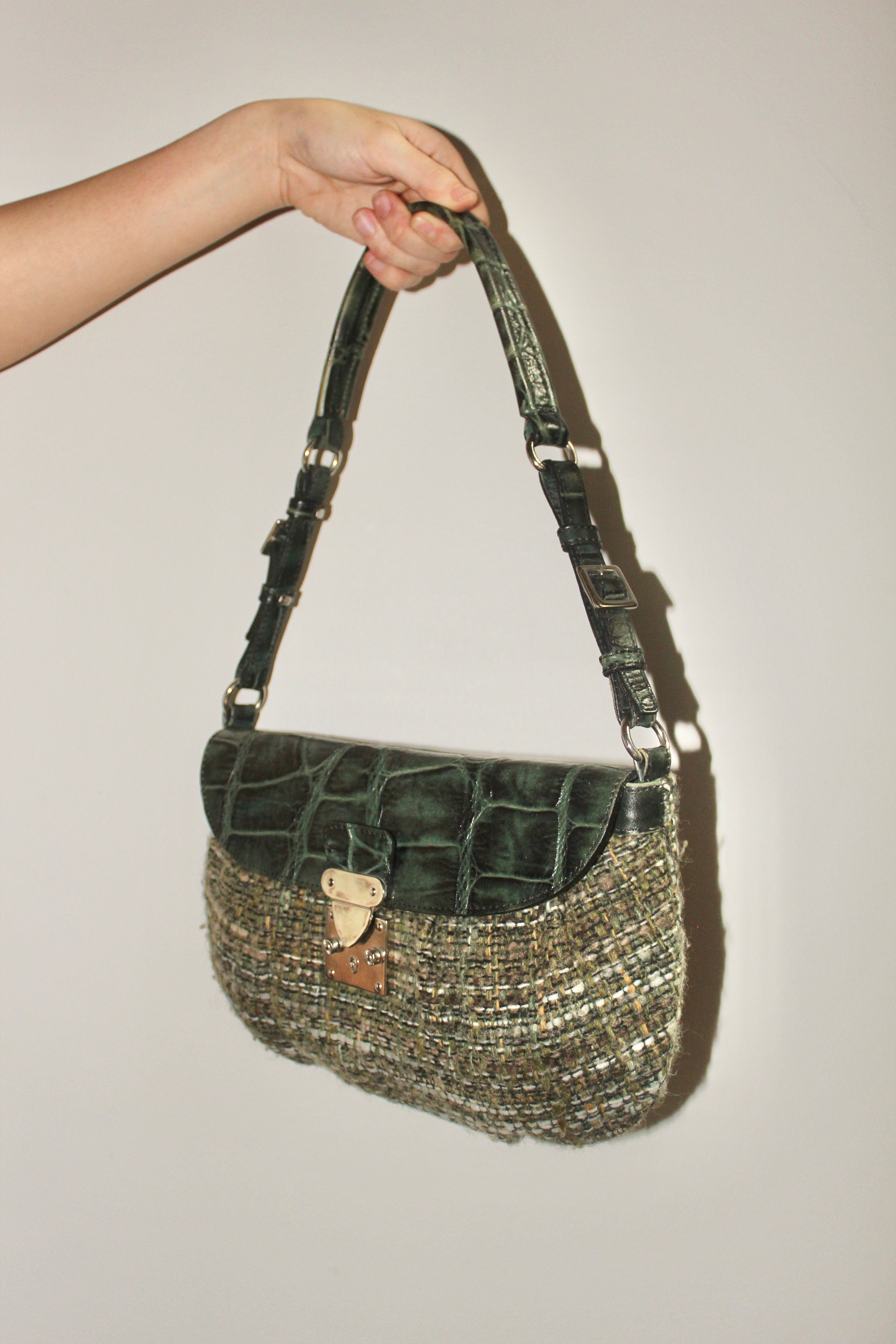 Vintage French Emerald Textured Purse