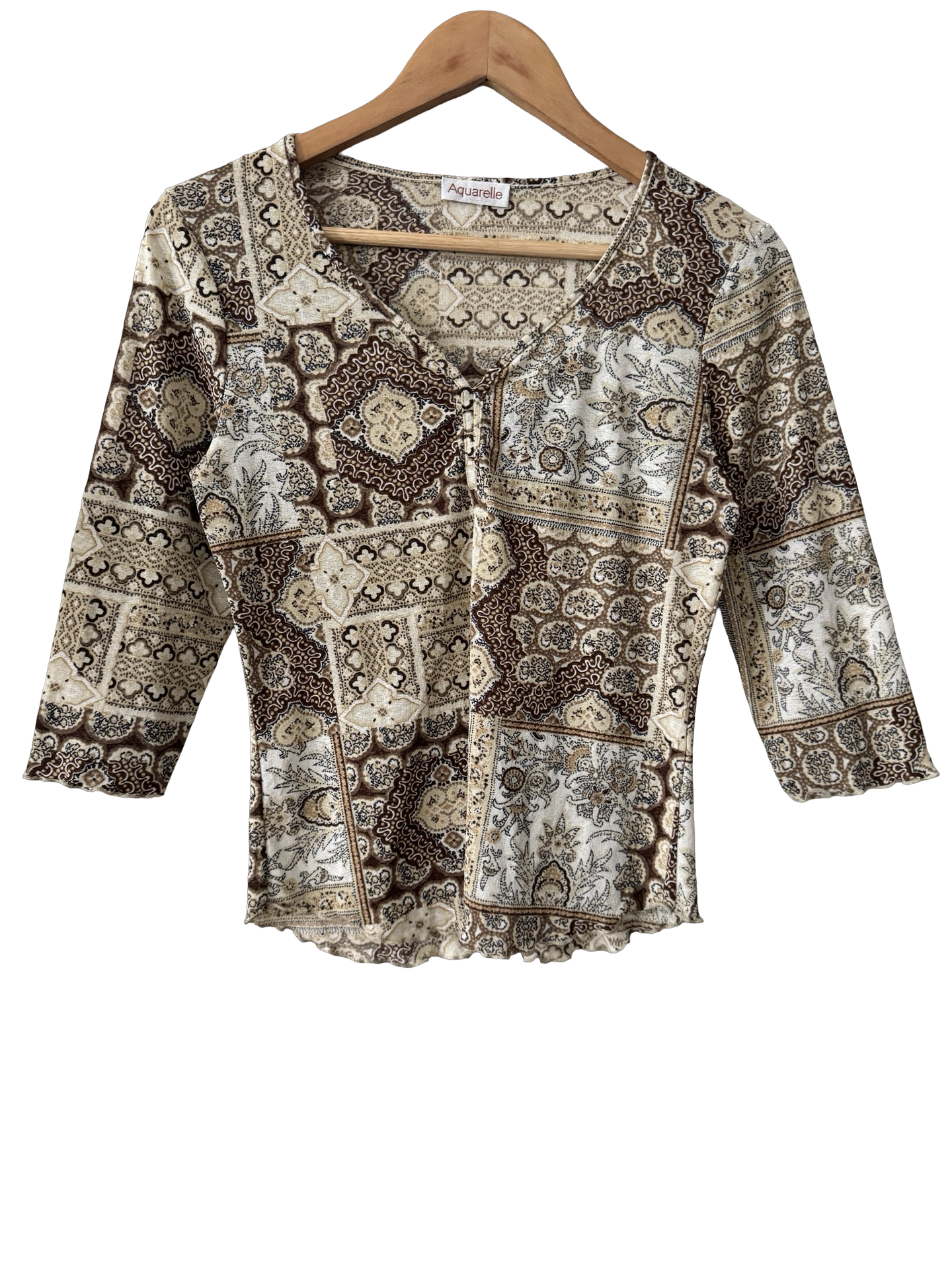 Vintage 90s Café au Lait Paisley Top (M/L)