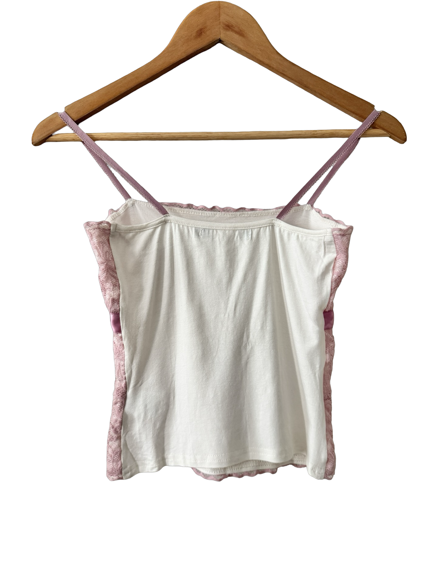 Vintage Y2K Ballet Pink Lace Ribbon Tank (XS)