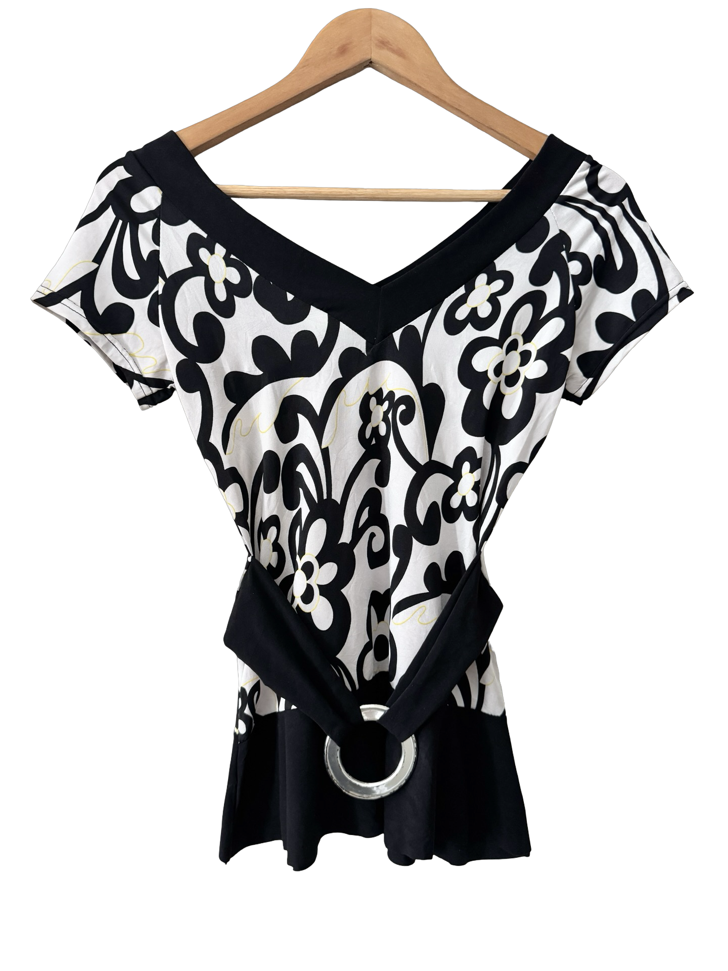 Vintage Y2K Mod Floral Ring Detail Top (S/M)