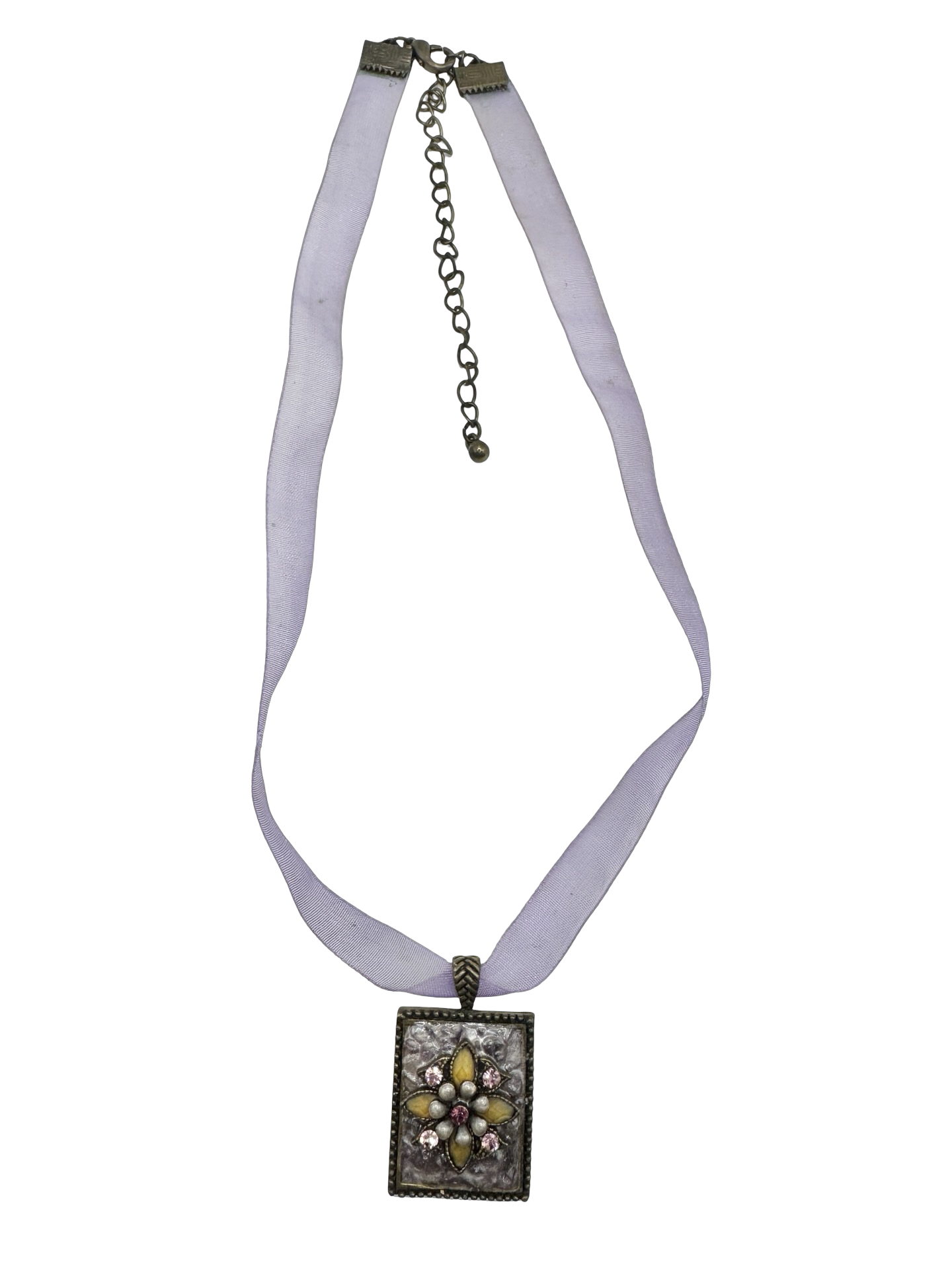 Vintage Y2K Lavender Ribbon Pendant Necklace