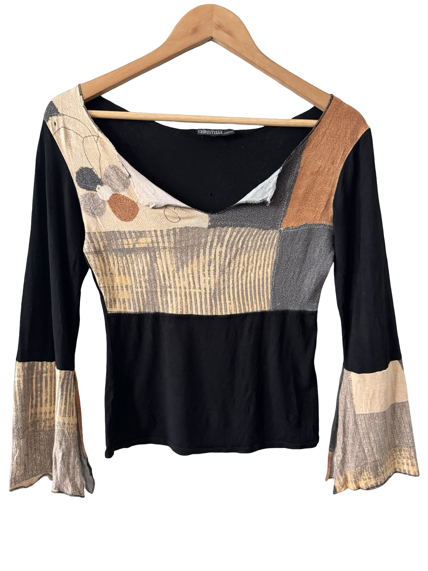 Vintage Y2K Christelle Paris Cutout Flare Sleeve Top (M)