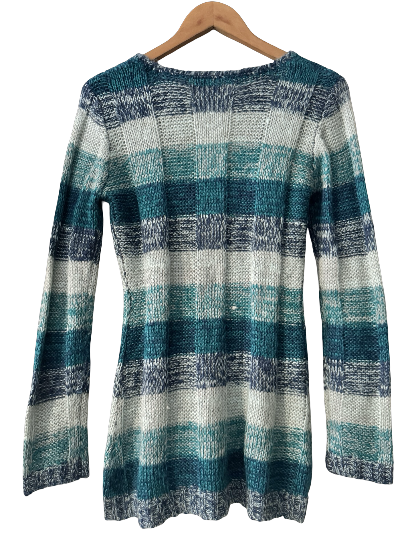 Vintage Y2K Blue Lines Longline Striped Top (M)