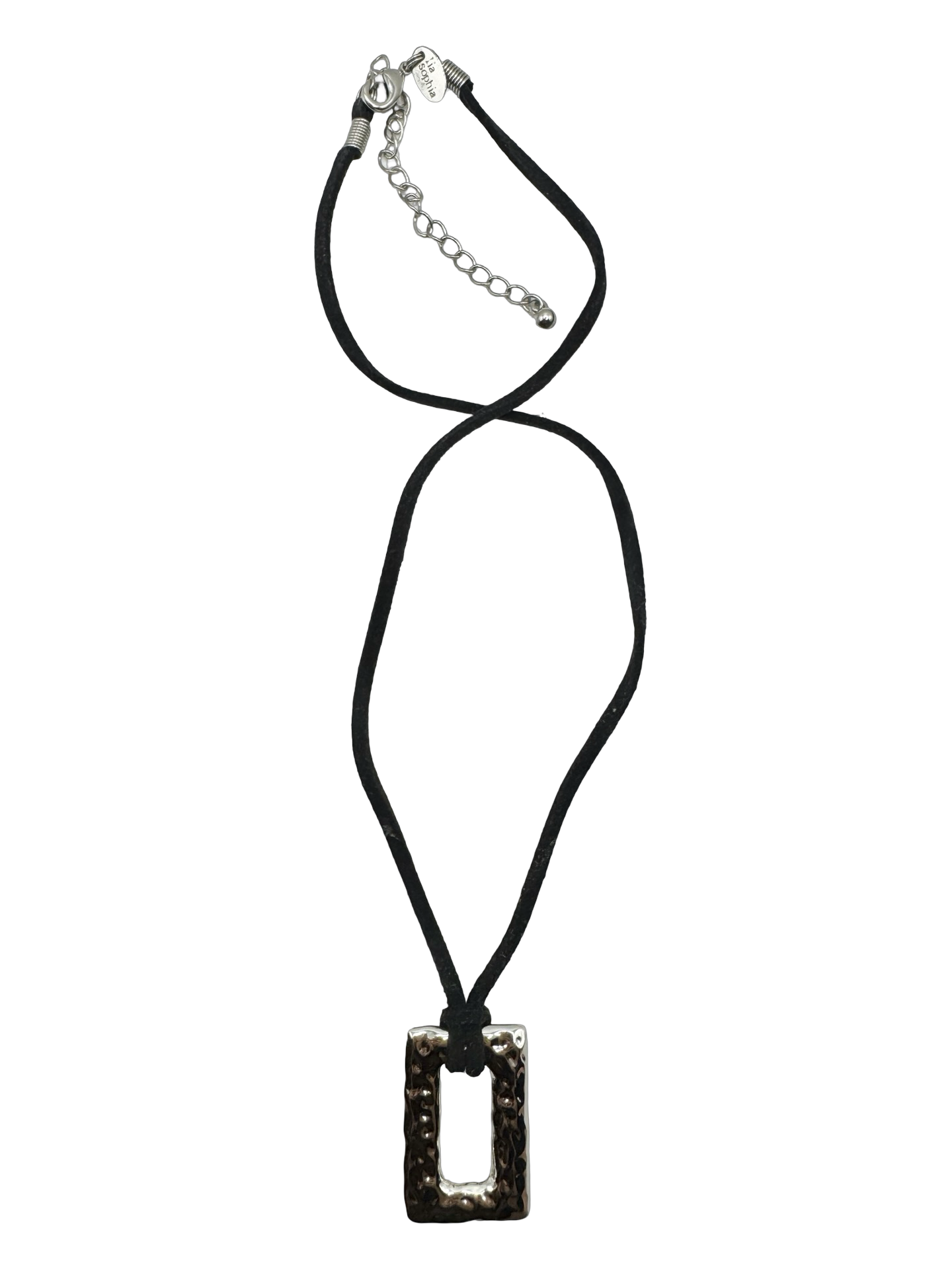 Vintage Y2K Hammered Silver Rectangle Necklace