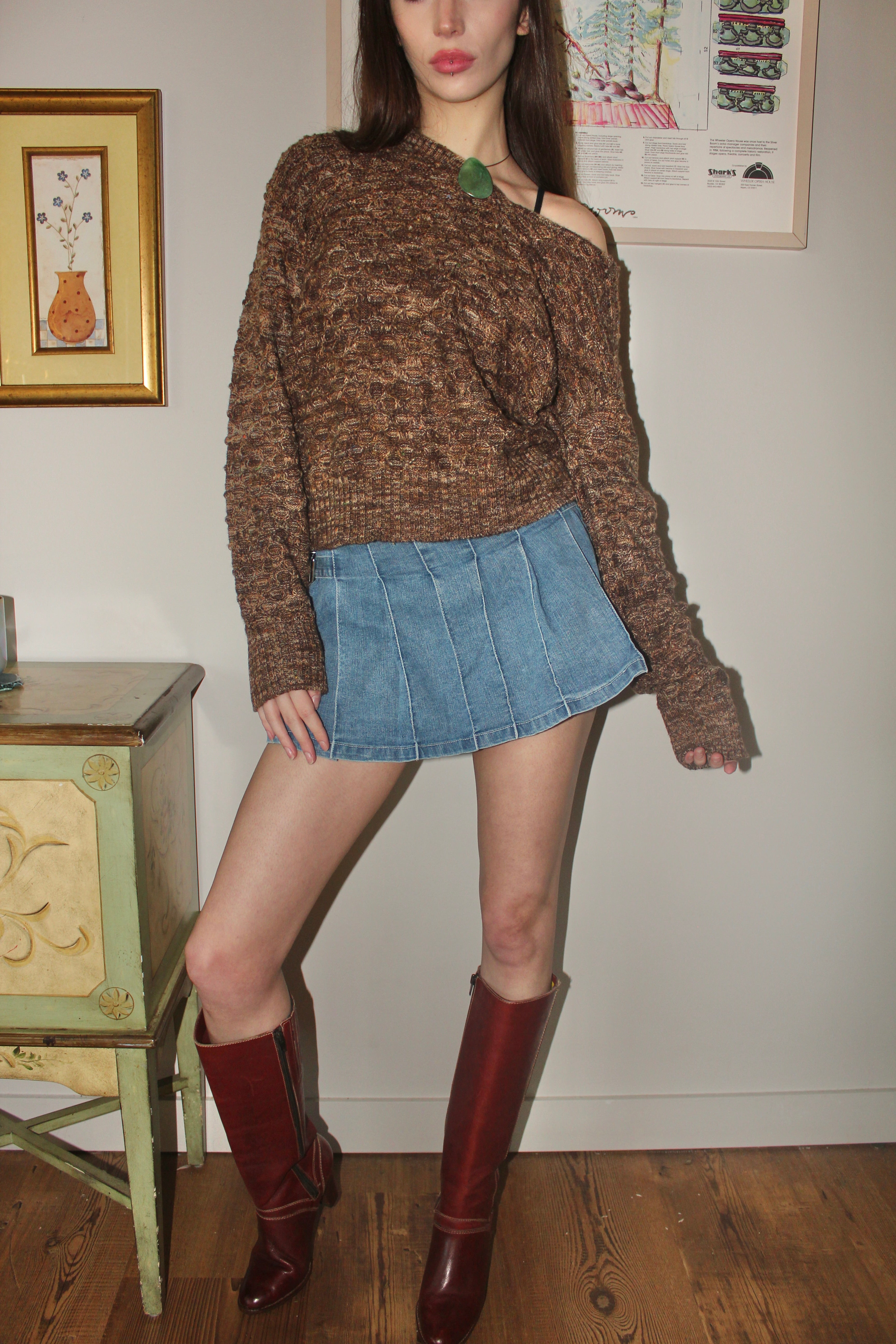 Vintage 90s Cozy Brown Melange Knit (M)