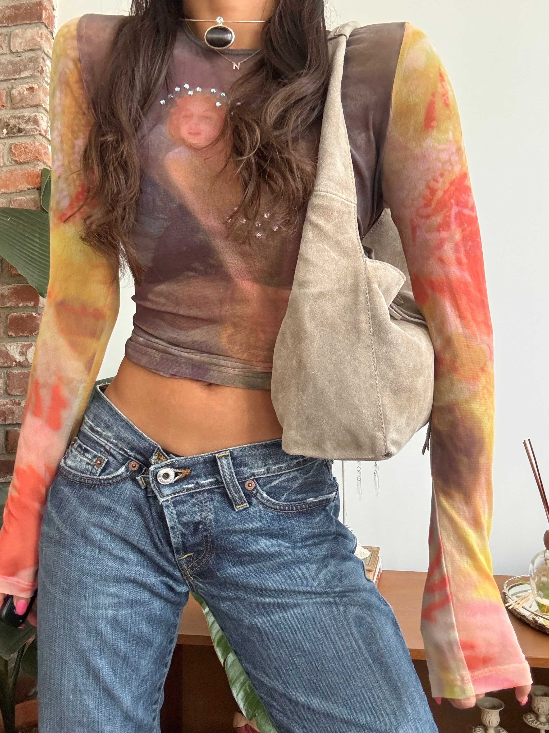 Vintage Desert Bow Suede Hobo