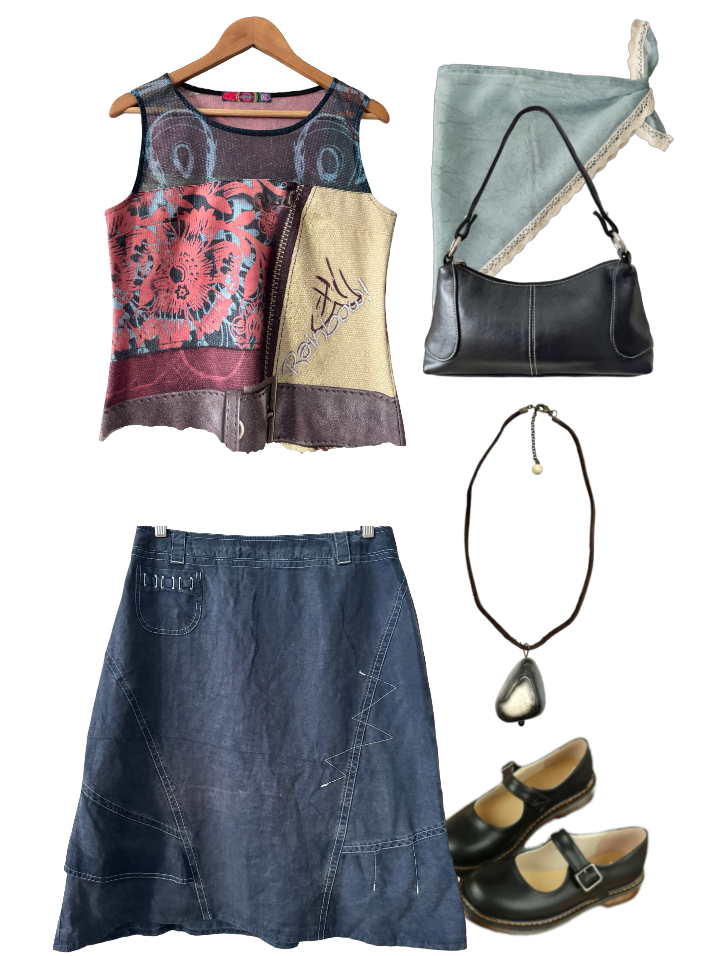 Vintage Y2K Desigual Dropout Patchwork Tank Top (L)