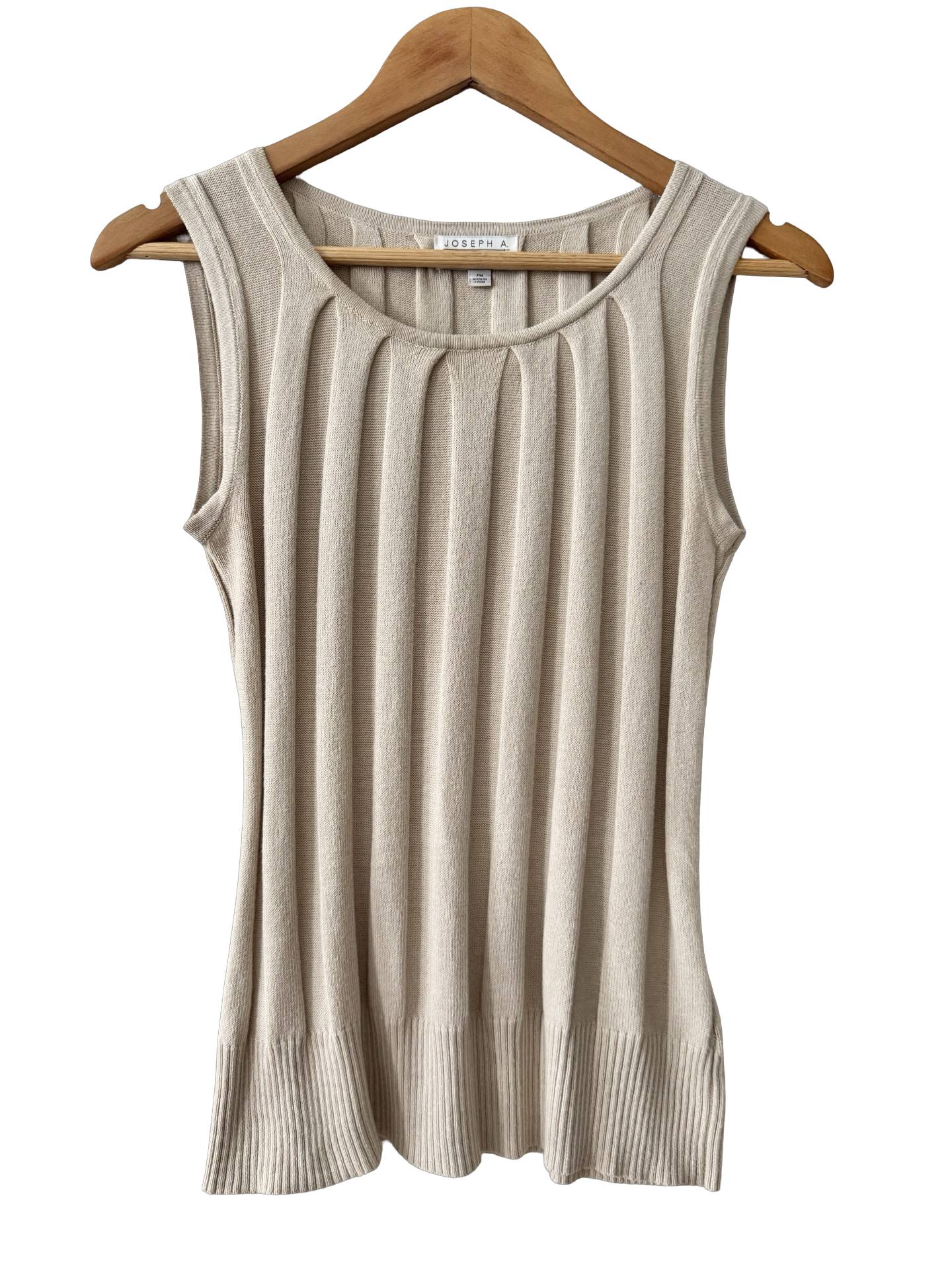 Vintage Joseph A Oatmeal Pleated Knit Tank (M/L)
