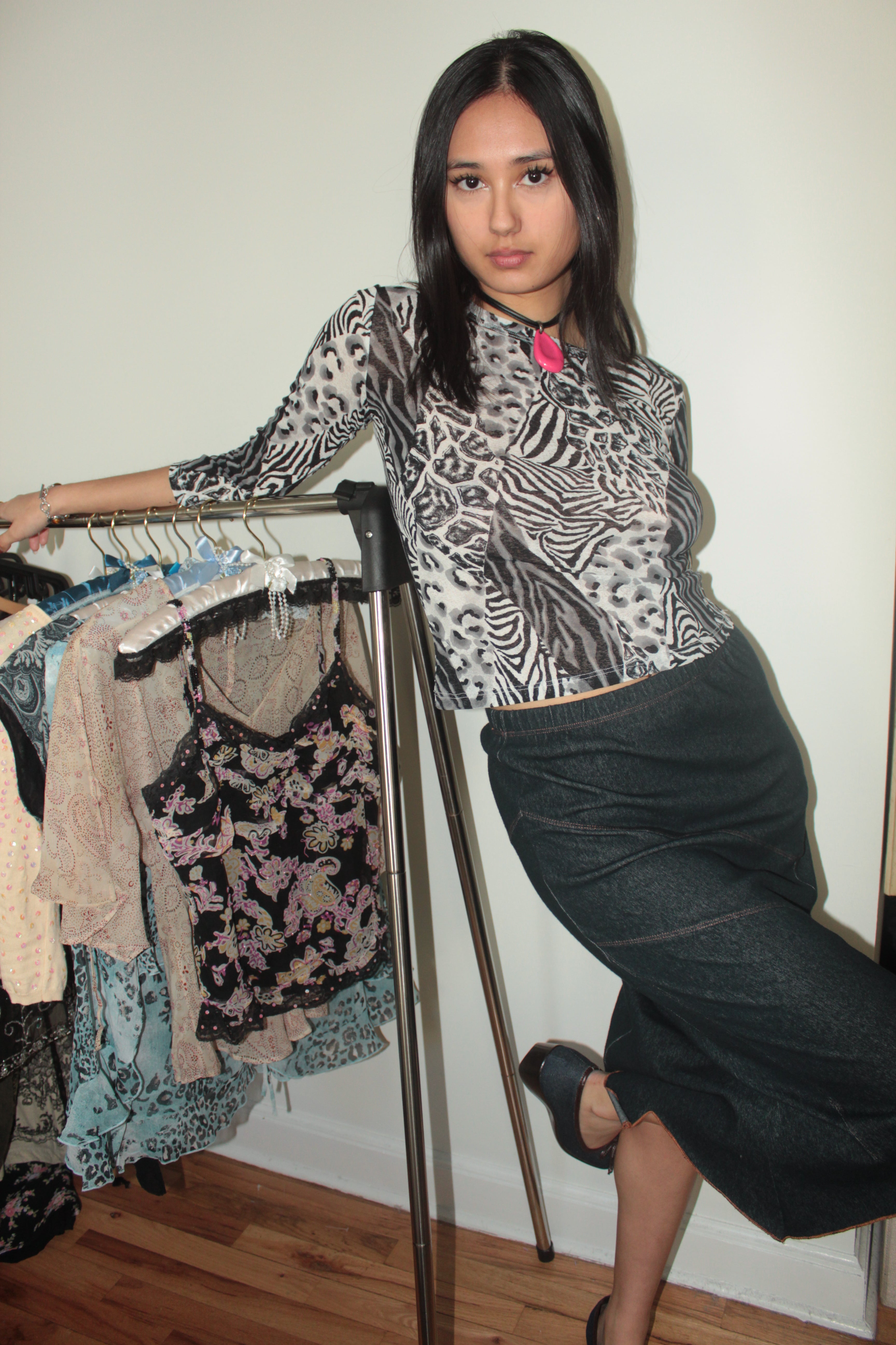 Vintage Y2K Retro Animal Patchwork Mesh Top (S)