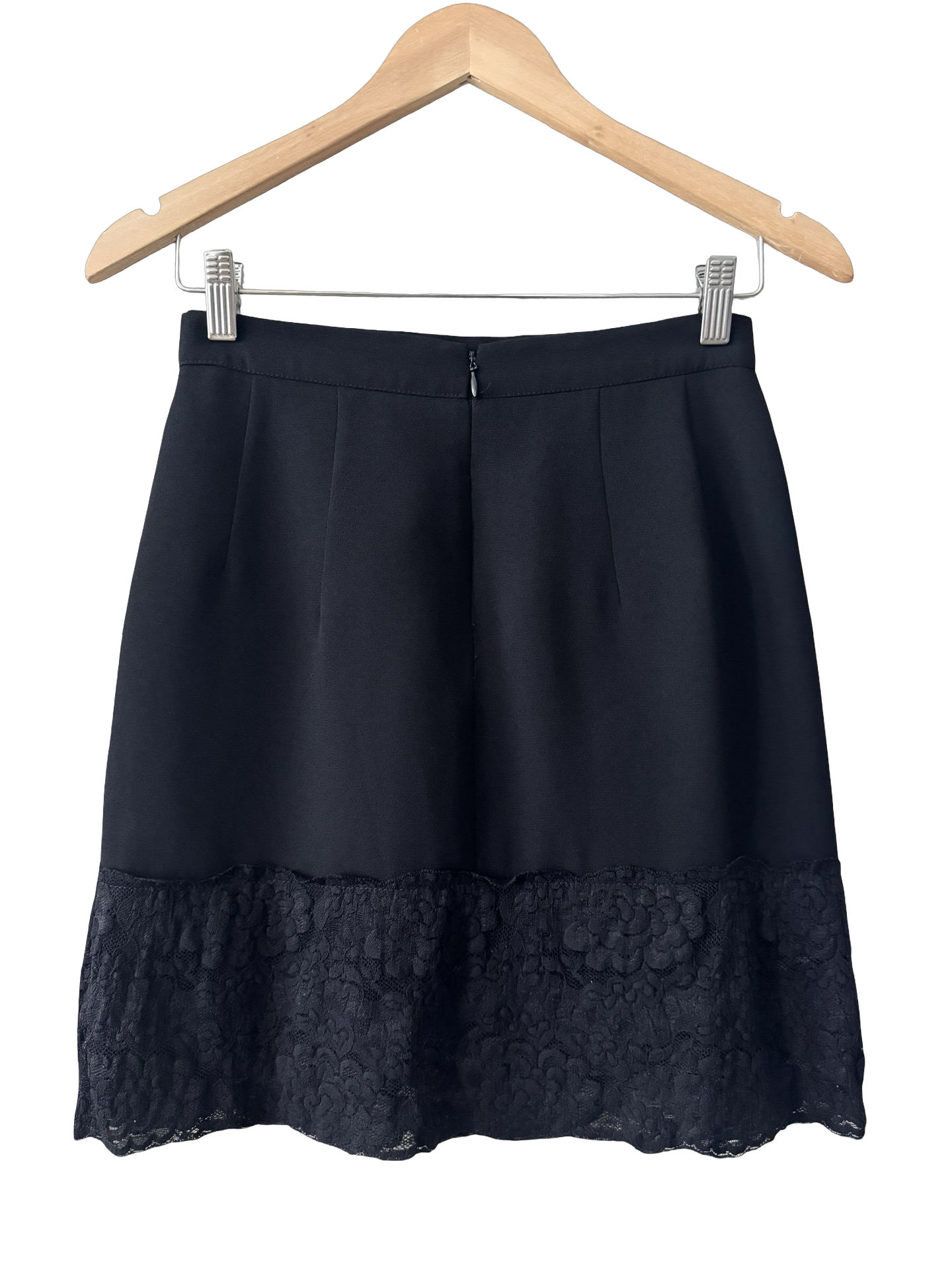 Vintage 90s Dainty Black Lace Hem Mini Skirt (S)