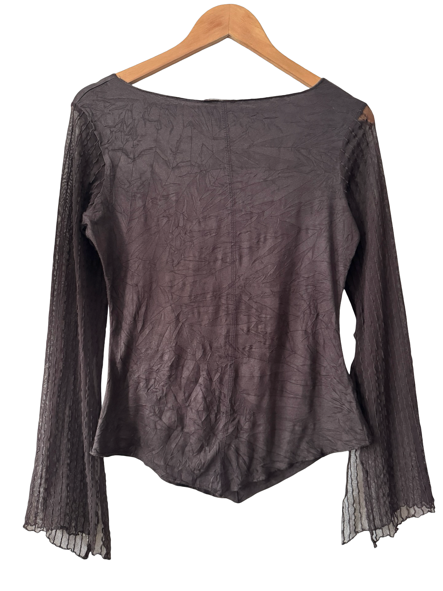 Vintage Y2K French Espresso Sheer Mesh Top (L)