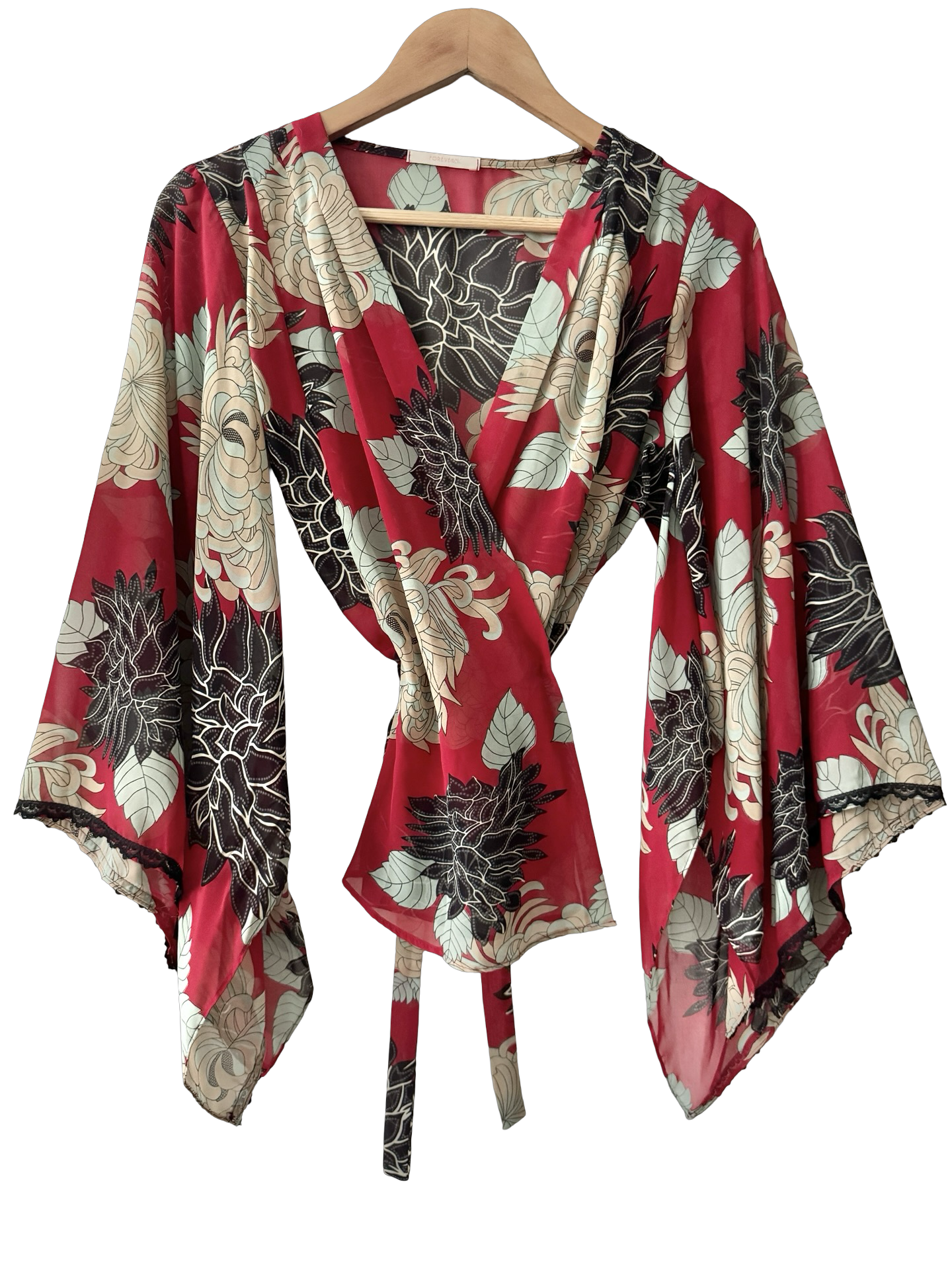Vintage 90s Boho Flared Kimono Wrap Top (M-L)