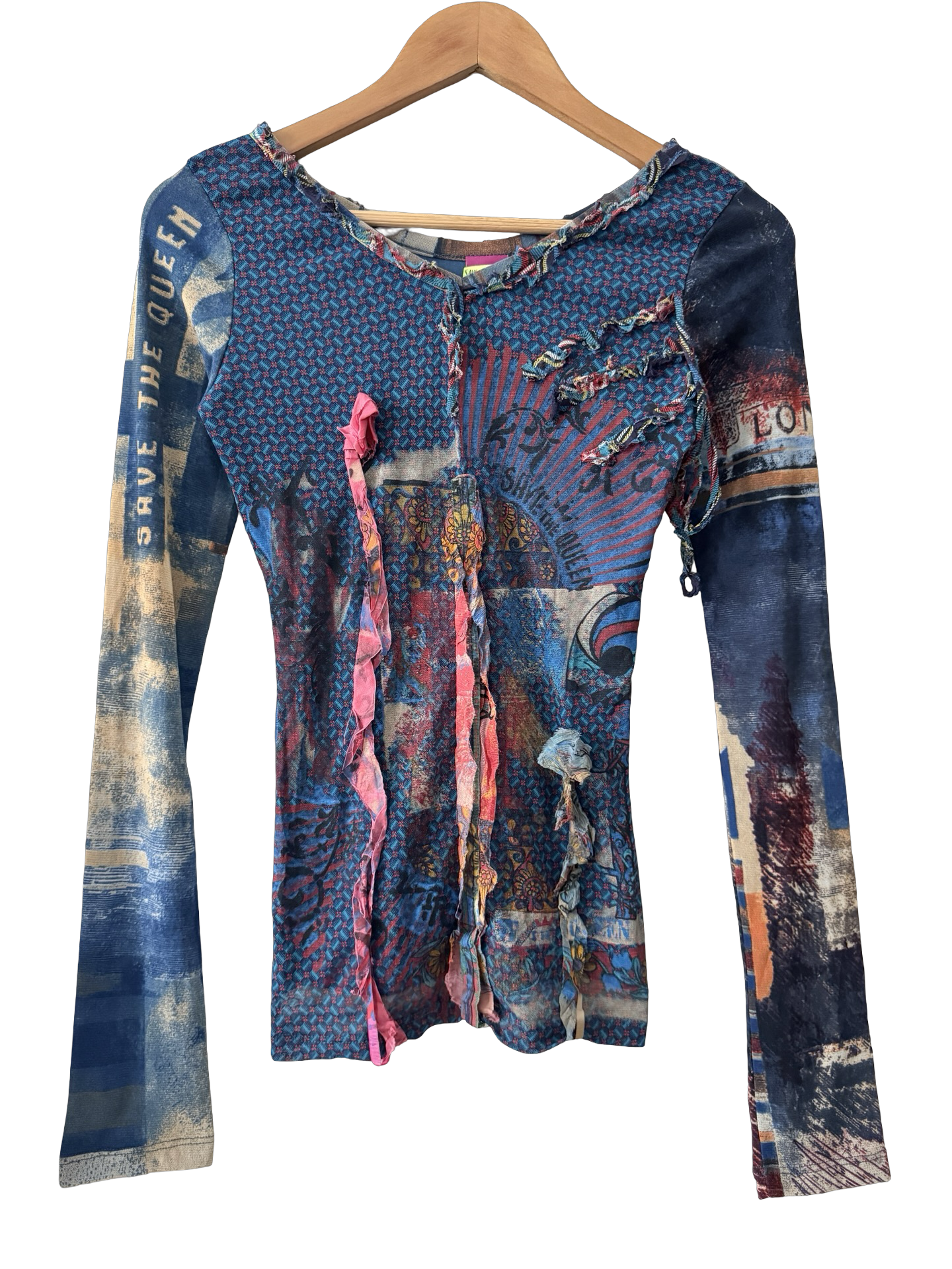 Vintage Y2K Mesh Save The Queen Top (S/M)
