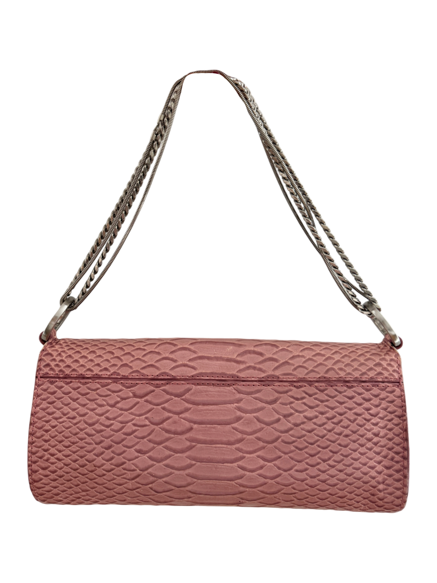 Vintage Dusty Rose Snakeskin Chain Shoulder Bag