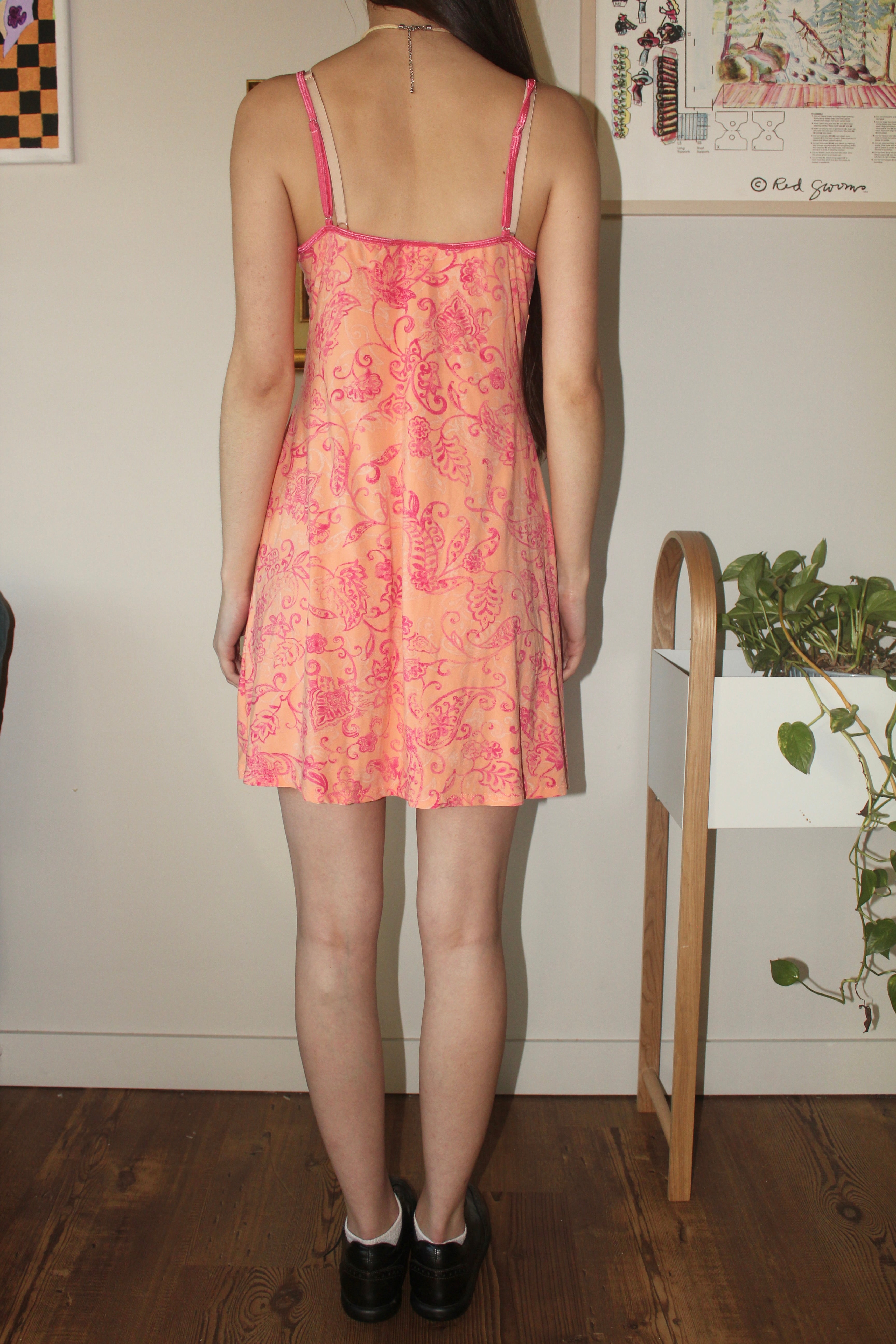 Vintage 90s Pink Orange Mini Dress (S)