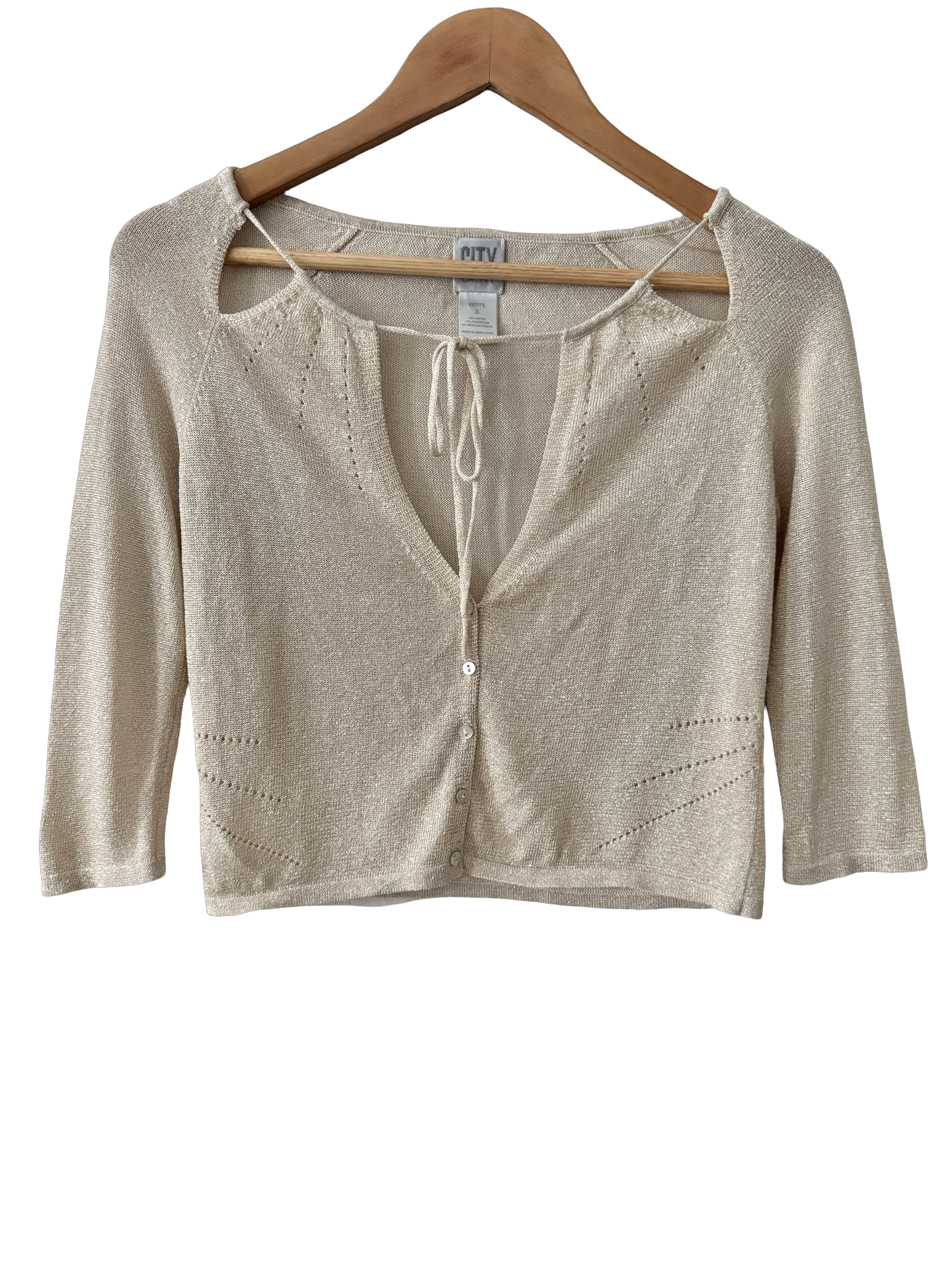 Vintage Y2K City DKNY Champagne Tie Knit Top (S)