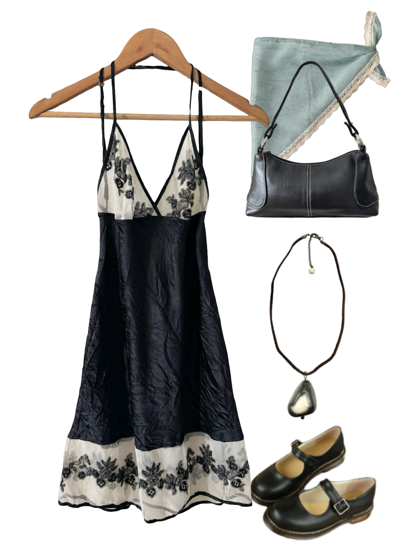 Vintage Y2K Italian Midnight Orchid Embroidered Slip Dress (S/M)