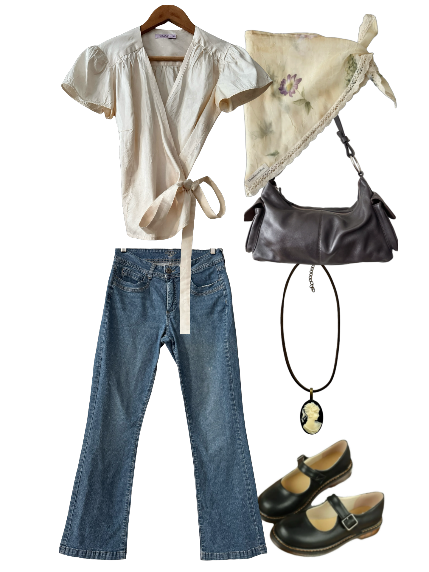 Vintage Y2K Paris Morning Silk Wrap Blouse (S)