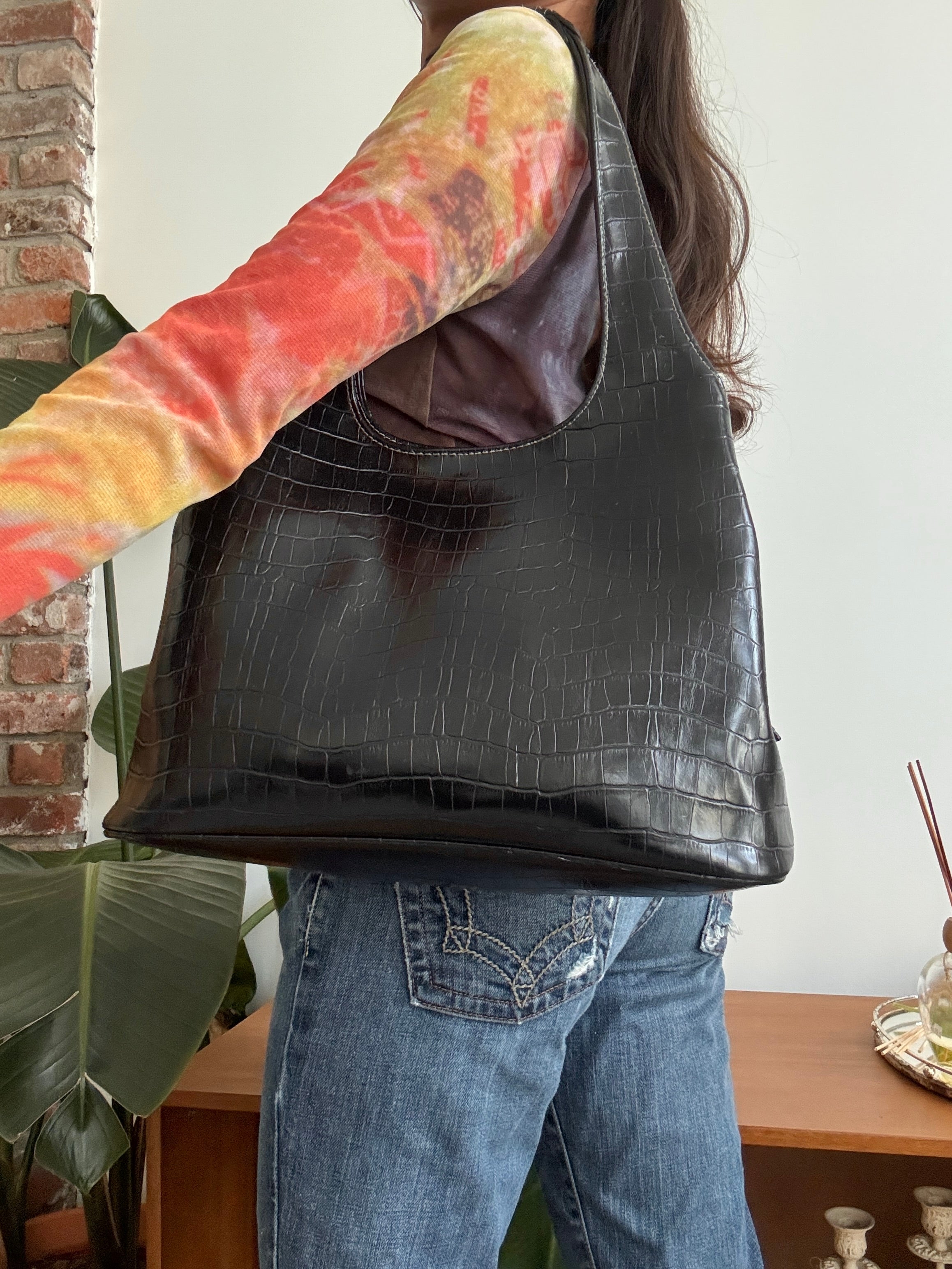 Vintage 90s Midnight Croc Hobo