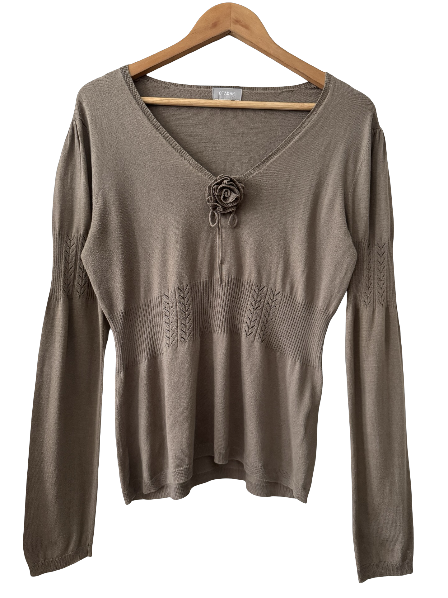 Vintage Y2K Mocha Rosette Knit Top (L/XL)