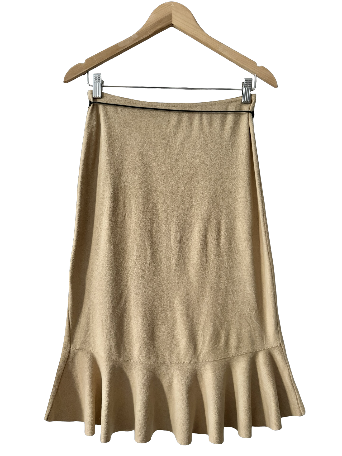 Vintage 90s French Café Crème Midi Skirt (S)