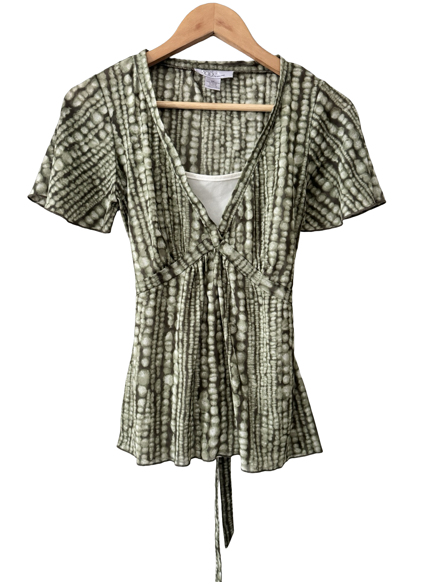 Vintage Y2K Olive Mirage Mesh Tie Top (M)