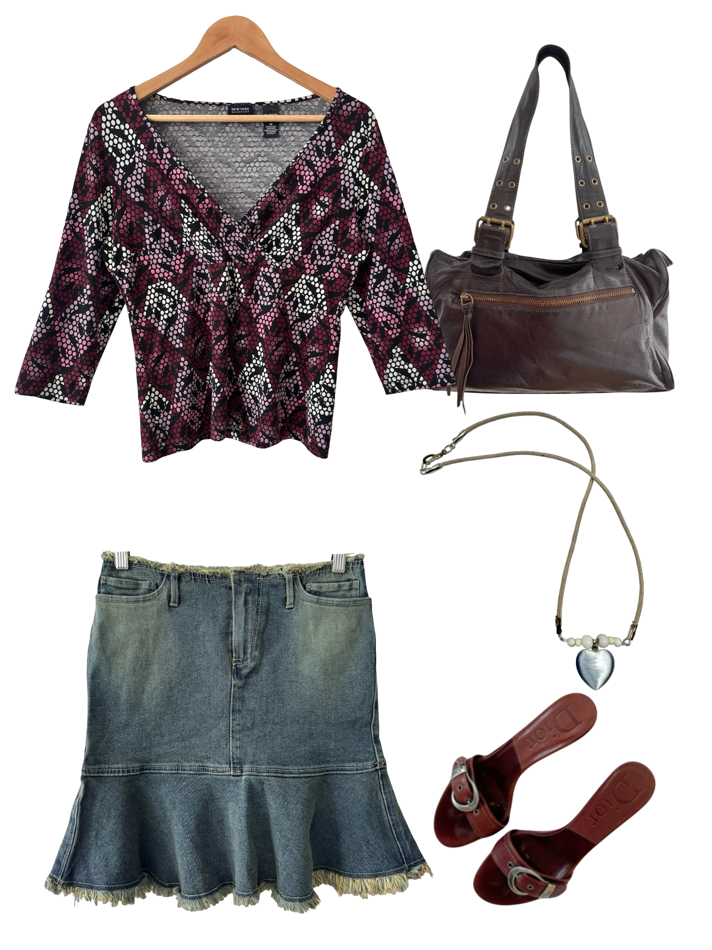 Vintage Y2K Plum Mosaic Wrap Top (L/XL)