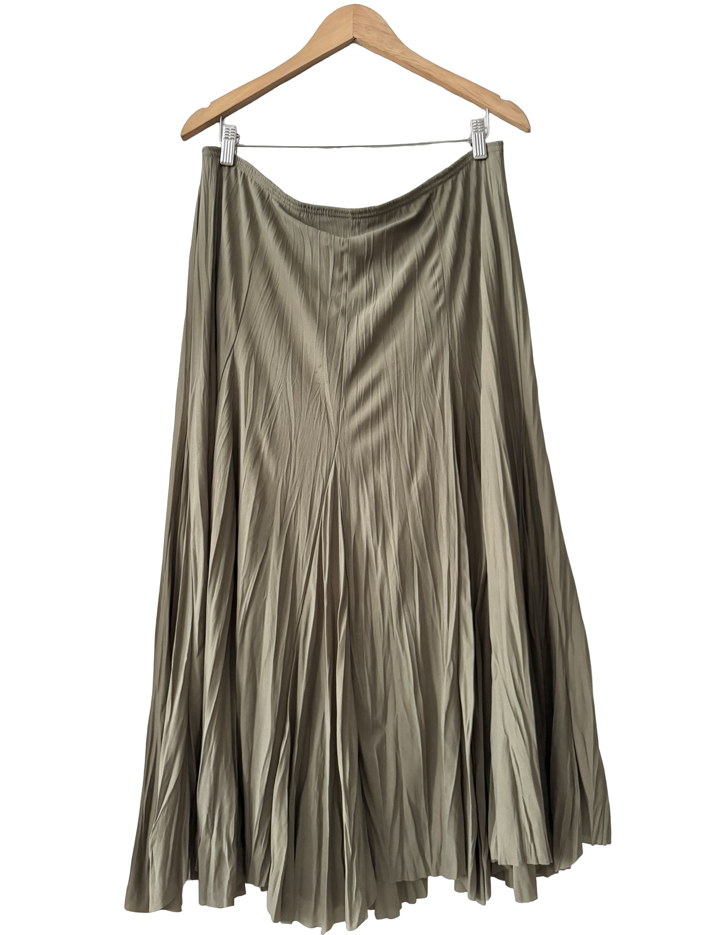 Vintage 90s Olive Poetry Pleated Skirt (L/XL)