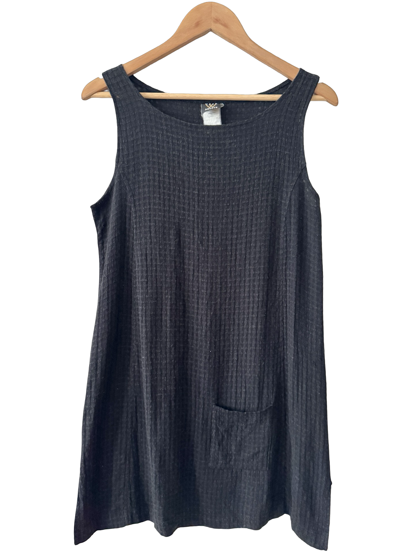 Vintage 90s Charcoal Waffle Mini Dress (M)