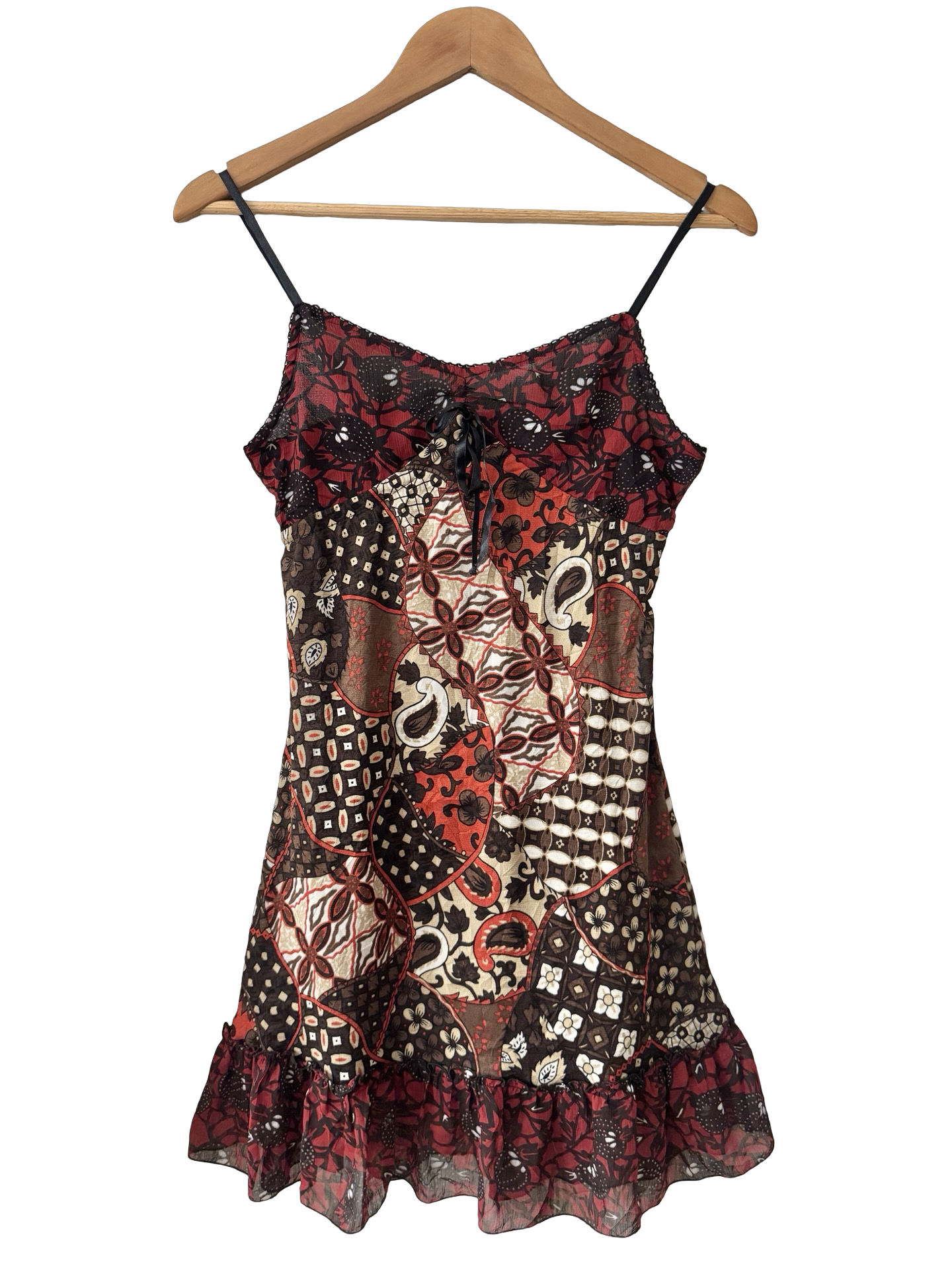 Vintage Y2K Patchwork Mini Dress (S)