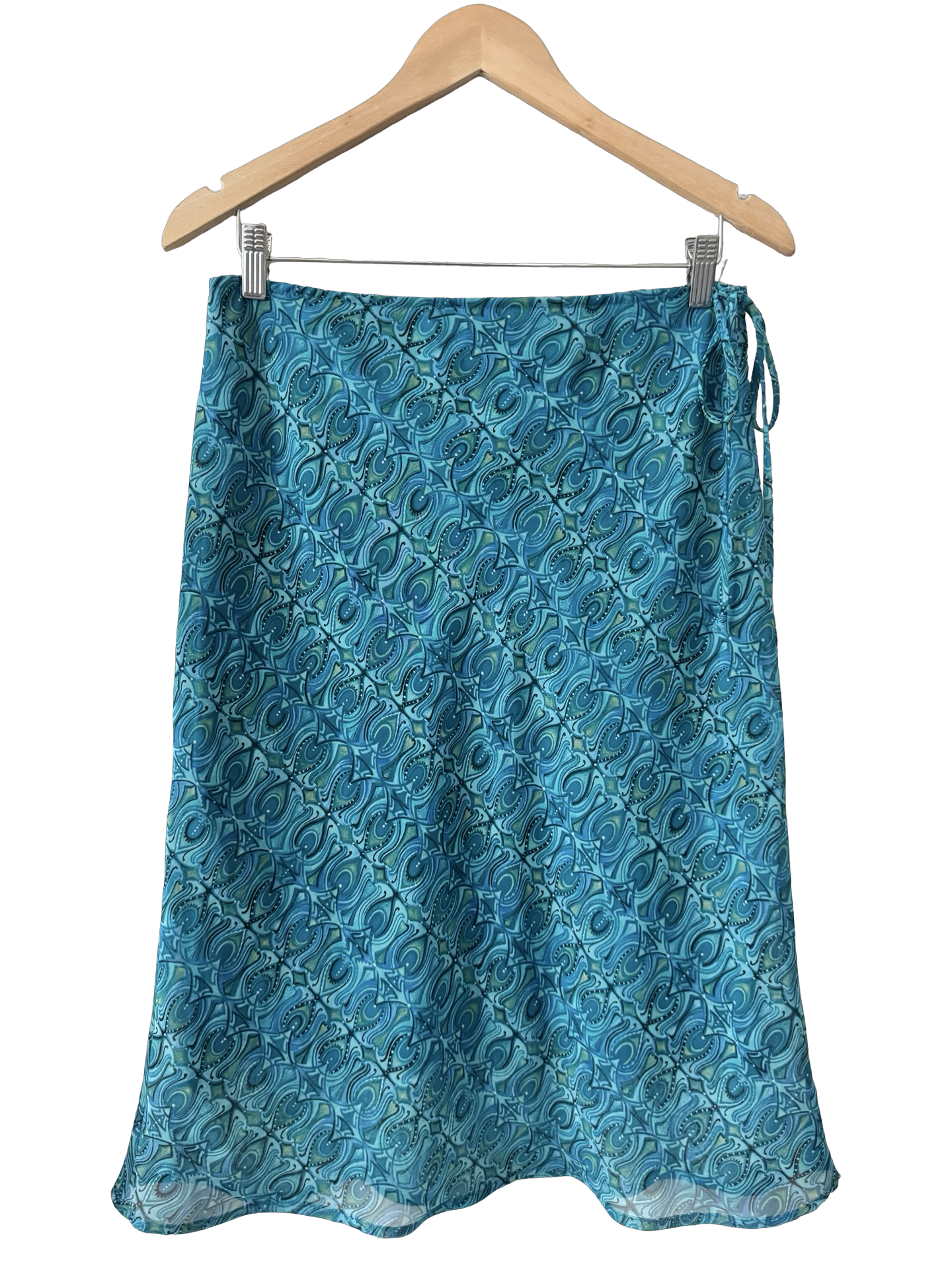Vintage Y2K Turquoise Paisley Midi Skirt (M)