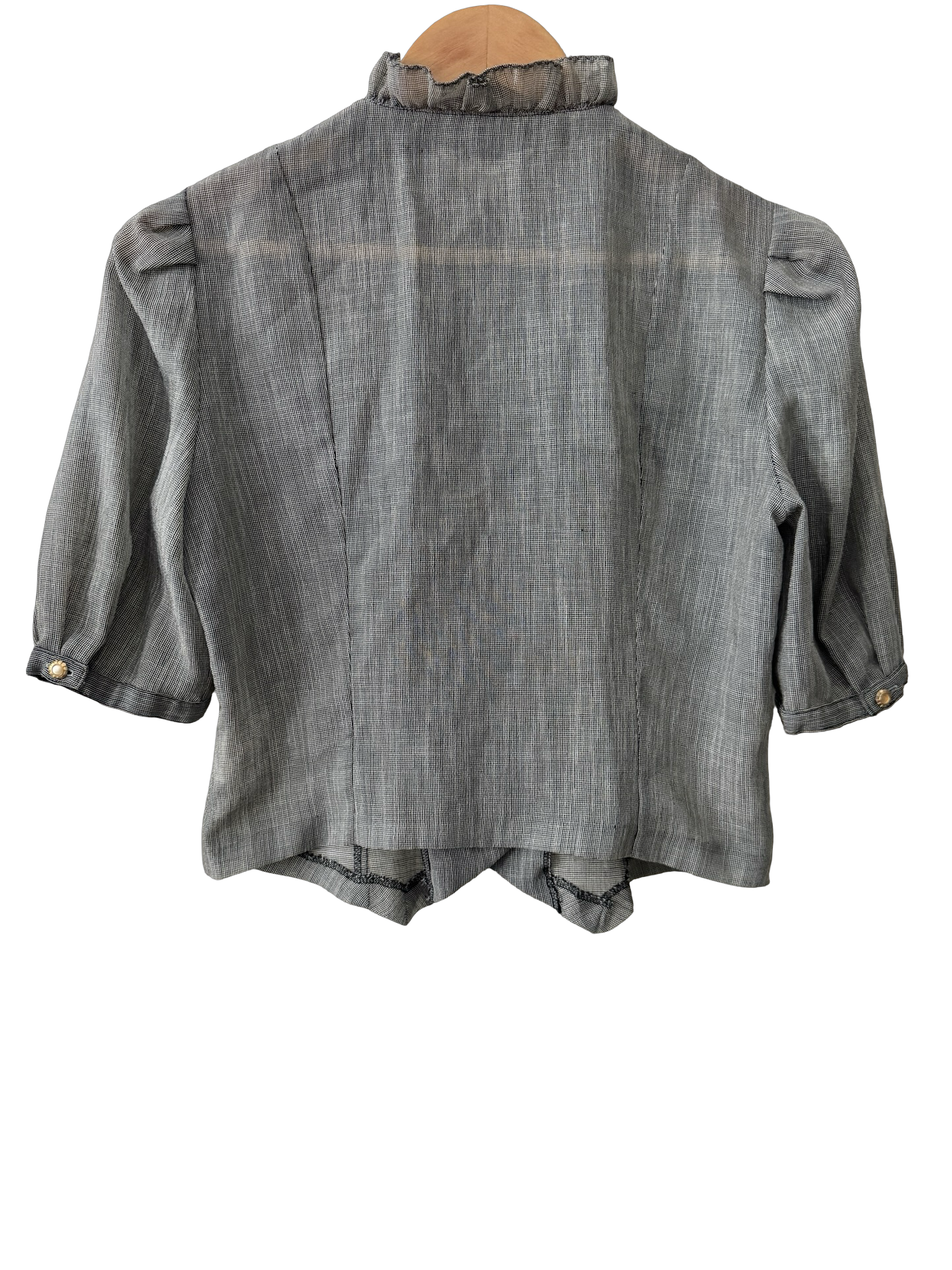 Vintage 80s Charcoal Ruffle Victorian Blouse (S/M)