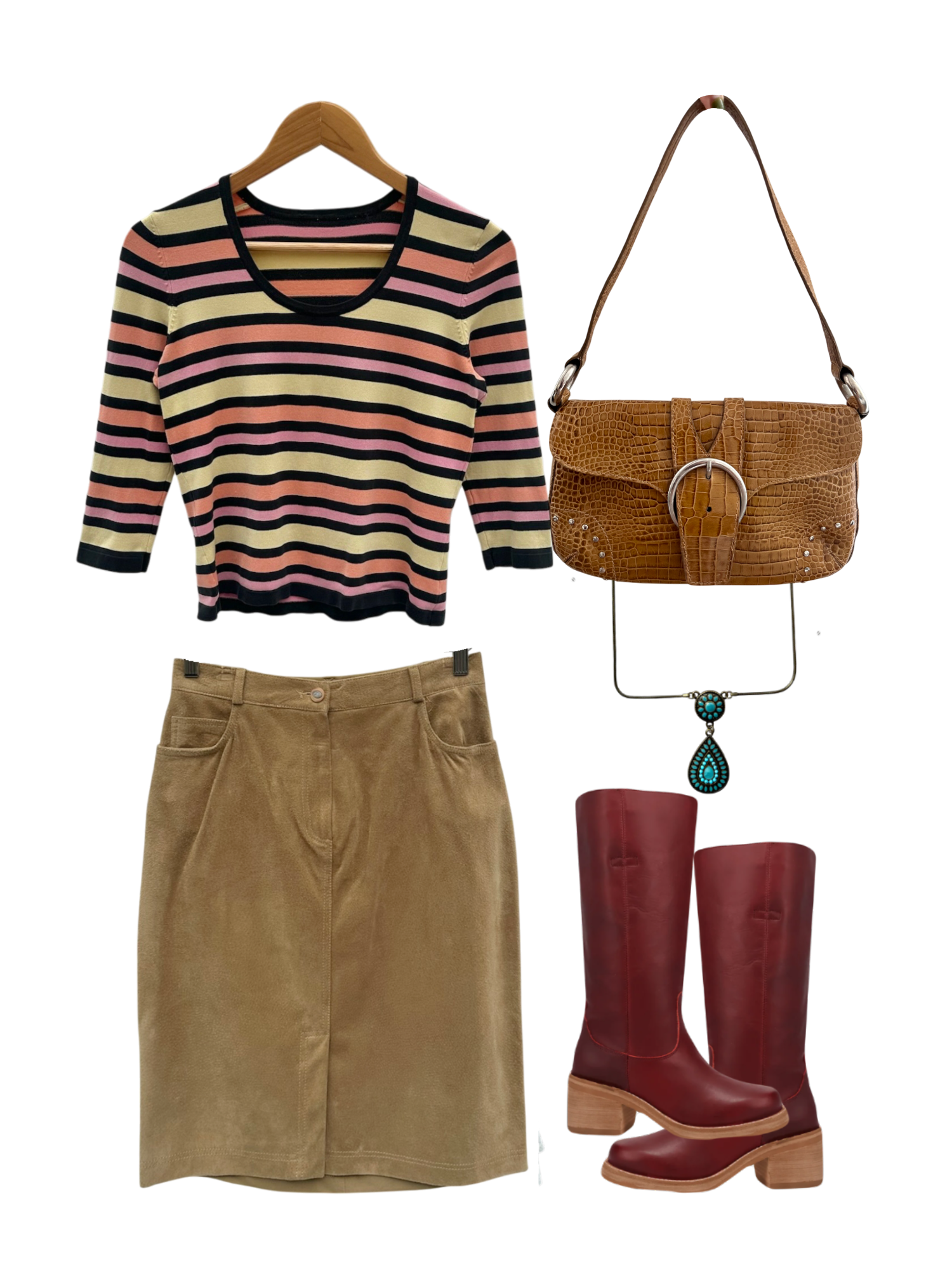 Vintage 90s Retro Striped Scoop Knit (M)
