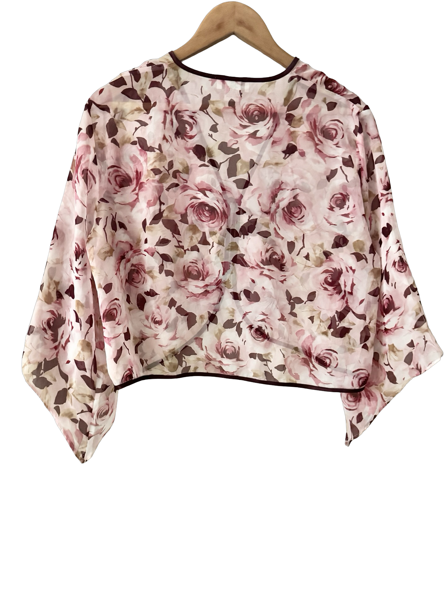 Vintage Y2K Rosewater Tie Front Shrug Top (M)