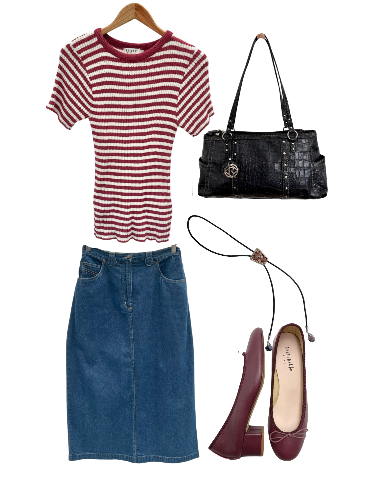 Vintage 90s Cherry Striped Cozy Knit Tee (L)