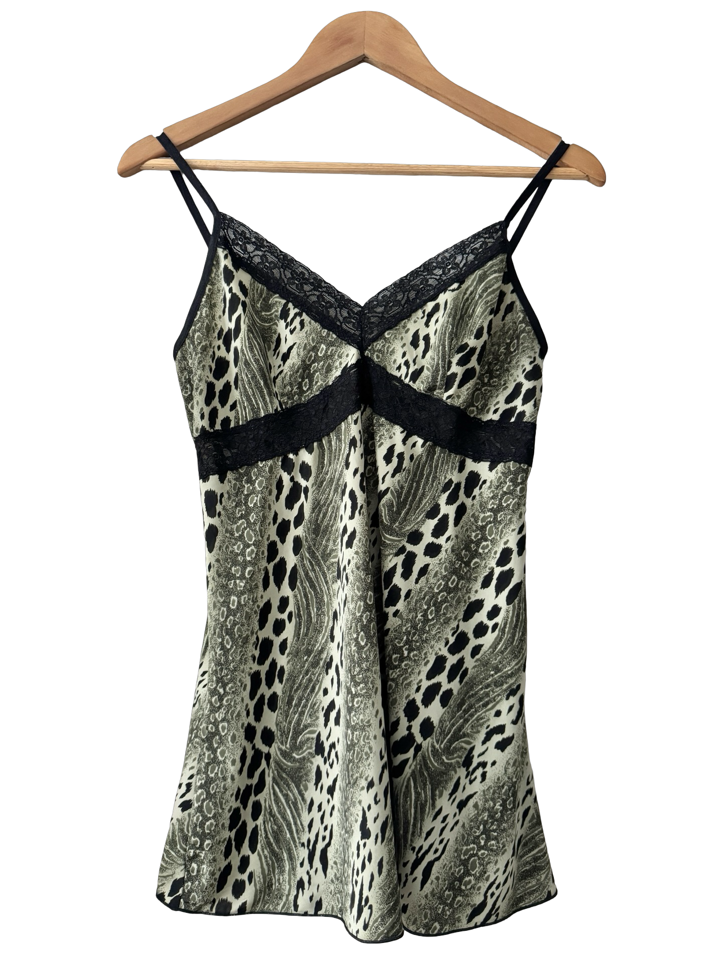 Vintage 90s Moa Moa Emerald Cheetah Lace Cami (M)